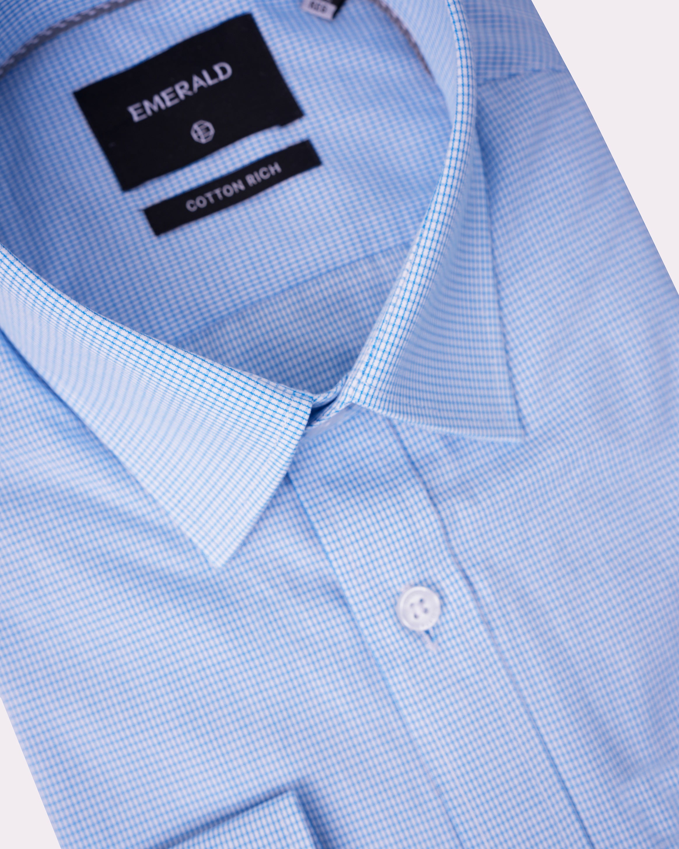 Emerald Corporate Micro Checks Regular Fit-Cashmere Blue
