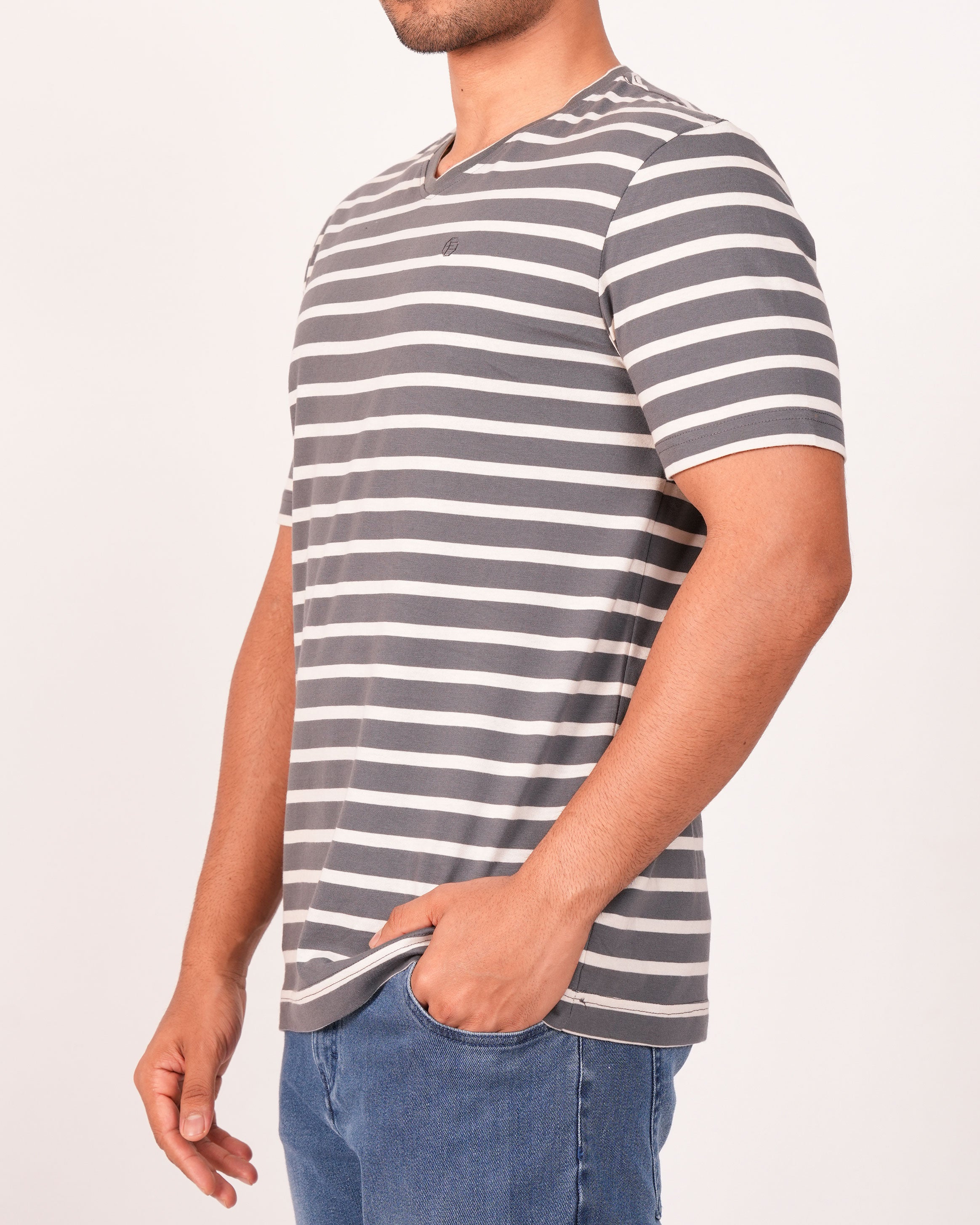 Emerald V Neck Slim Fit-FOLKSTONE GREY