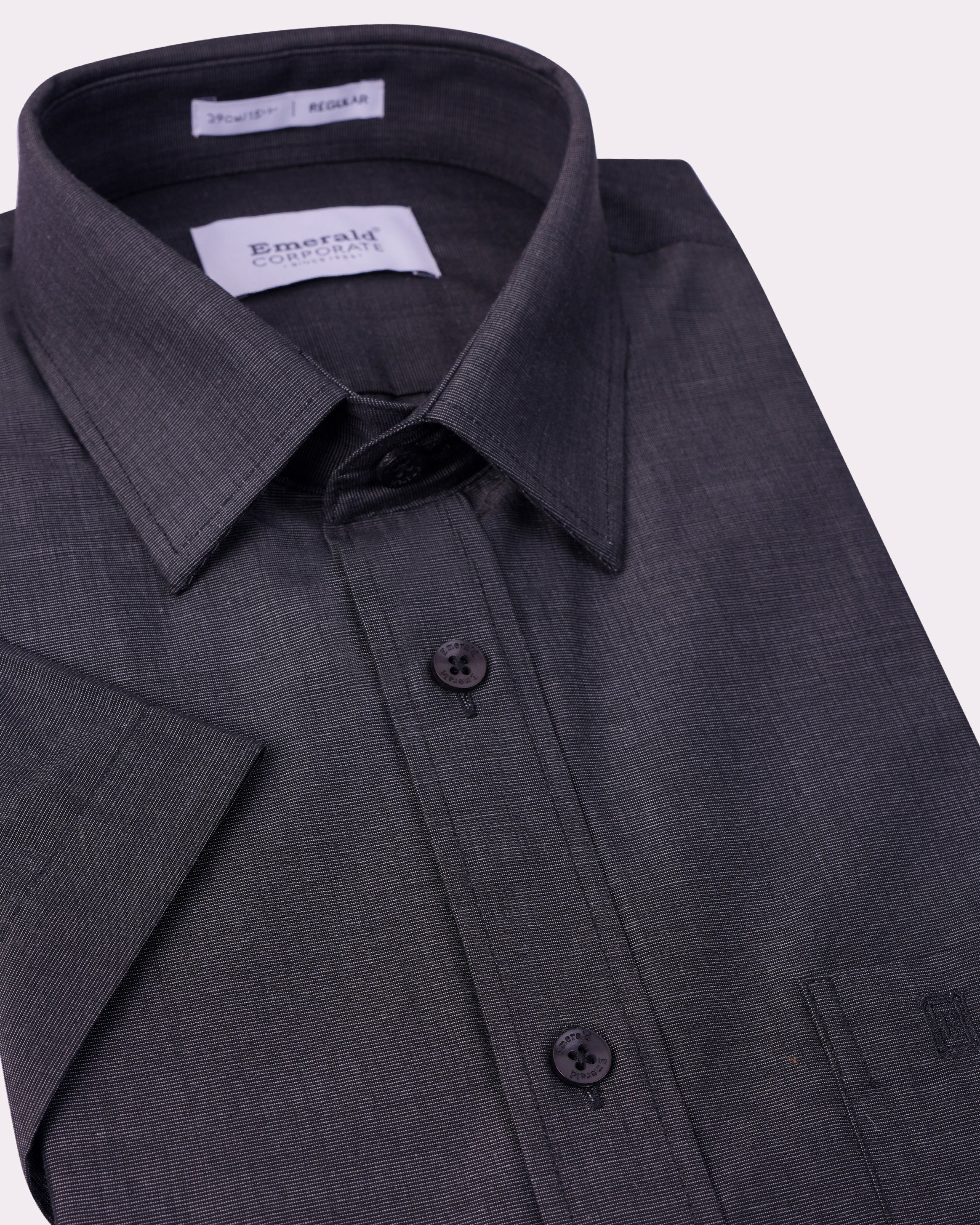 Emerald Corporate Fil A Fil Regular Fit-Black