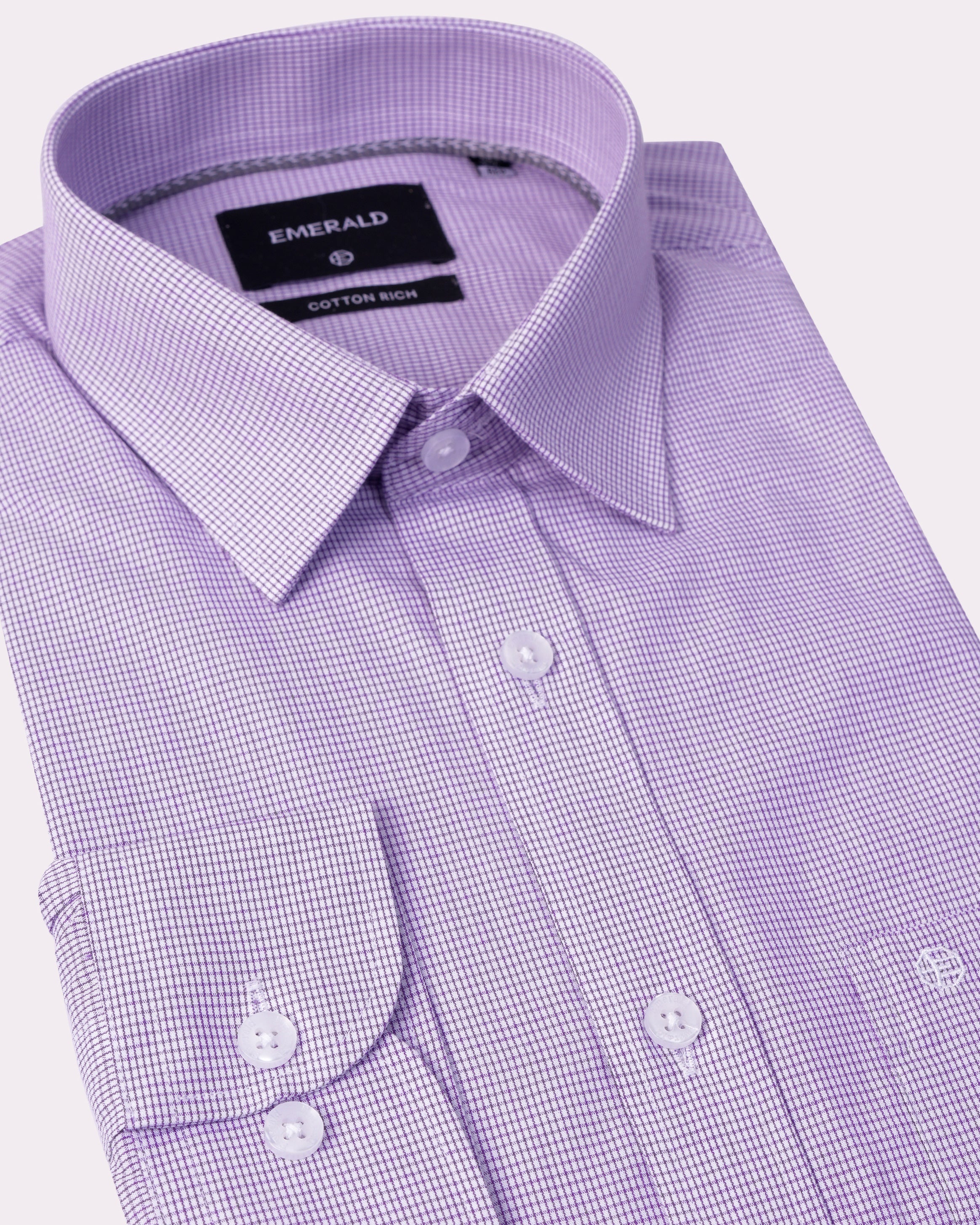 Emerald Corporate Micro Checks Regular Fit-Medium Violet
