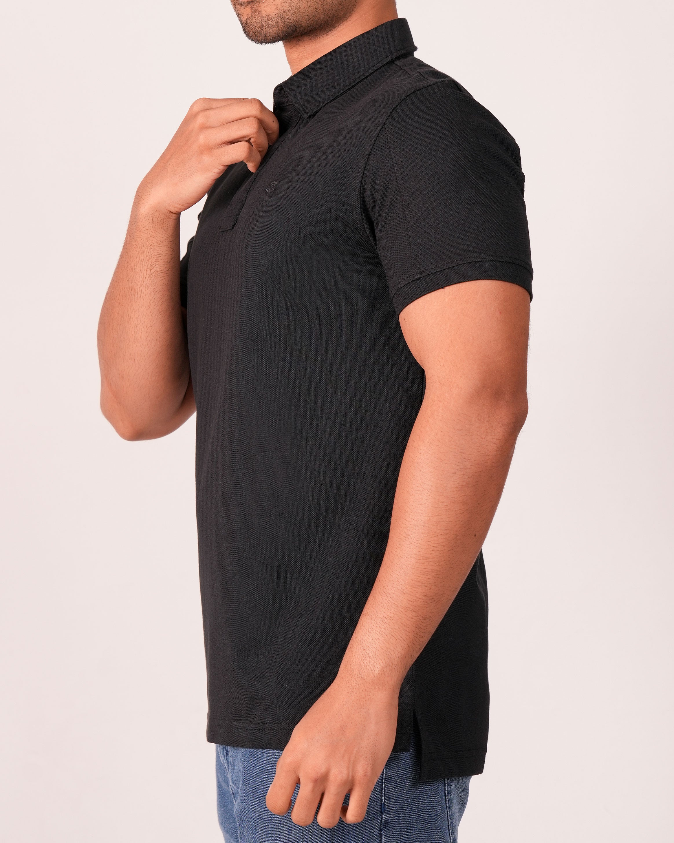 Emerald Polo Shirt Collar -BLACK