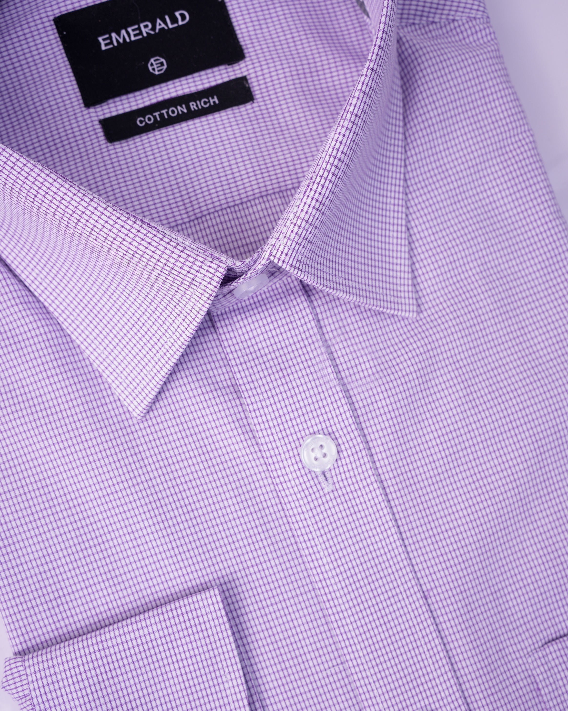 Emerald Corporate Micro Checks Regular Fit-Medium Violet