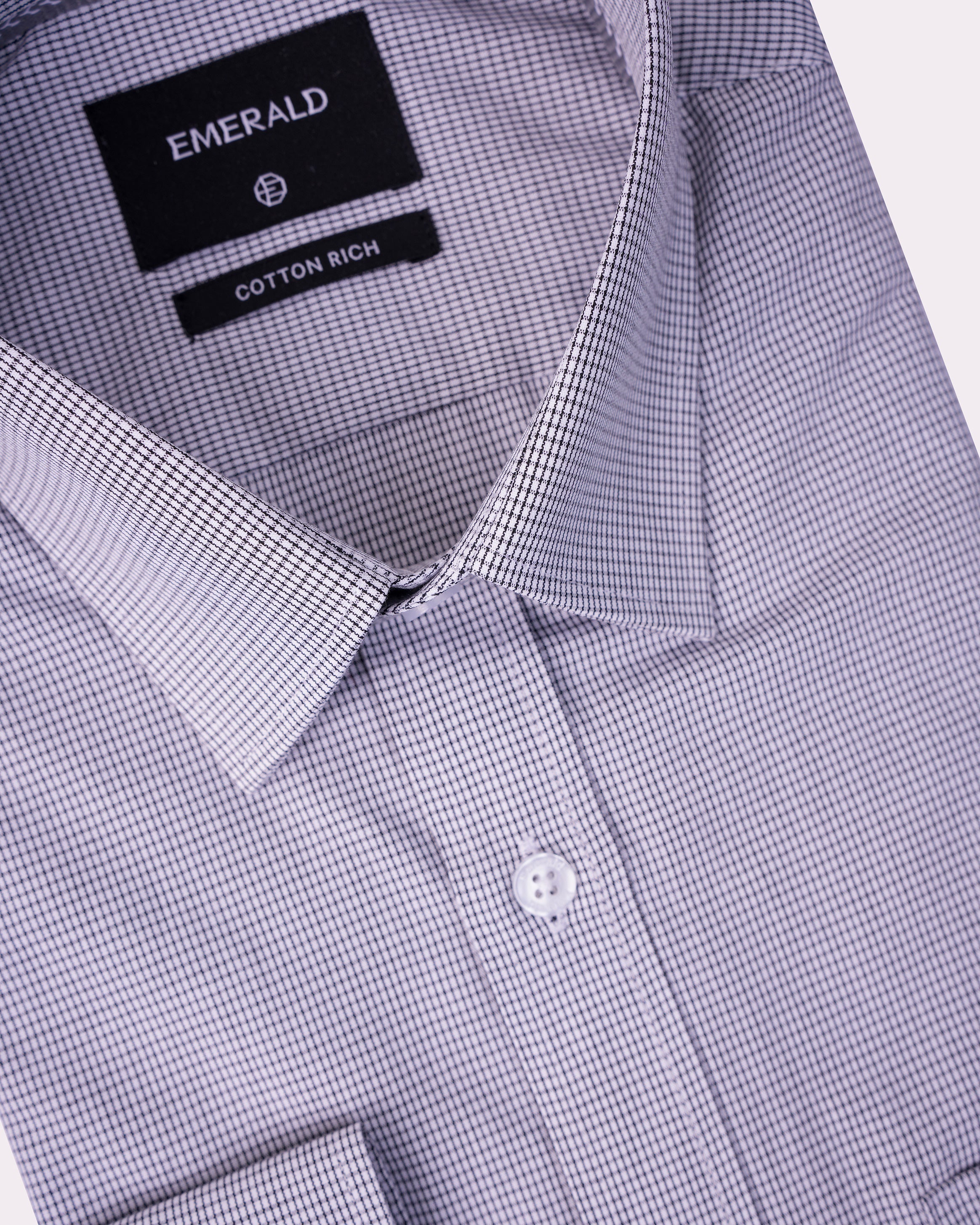 Emerald Corporate Micro Checks Regular Fit-Black