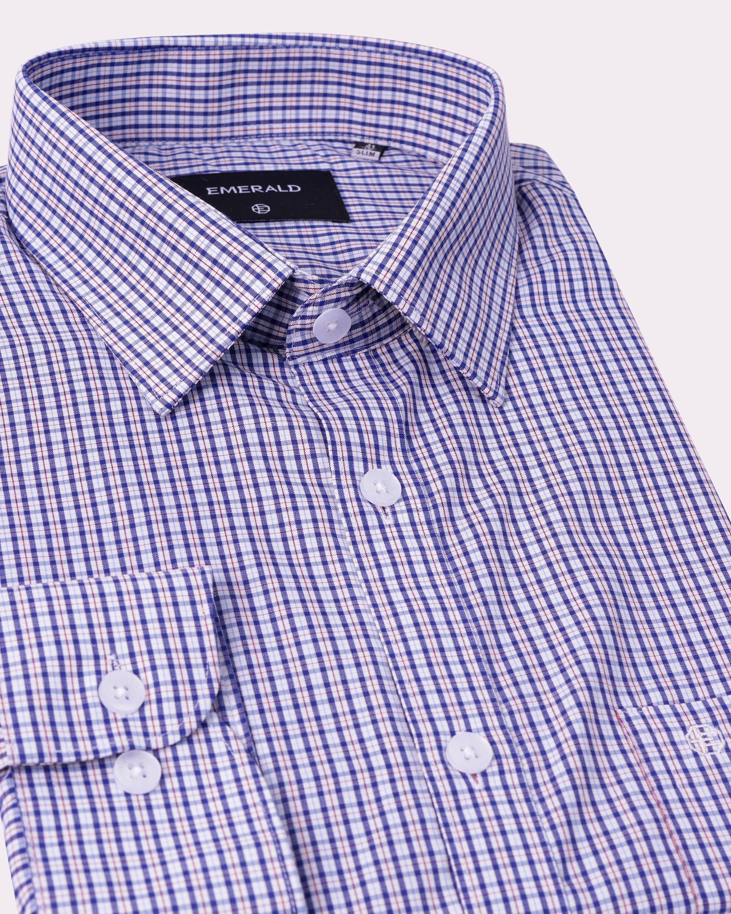 Emerald Formal Checks Slim Fit-Navy