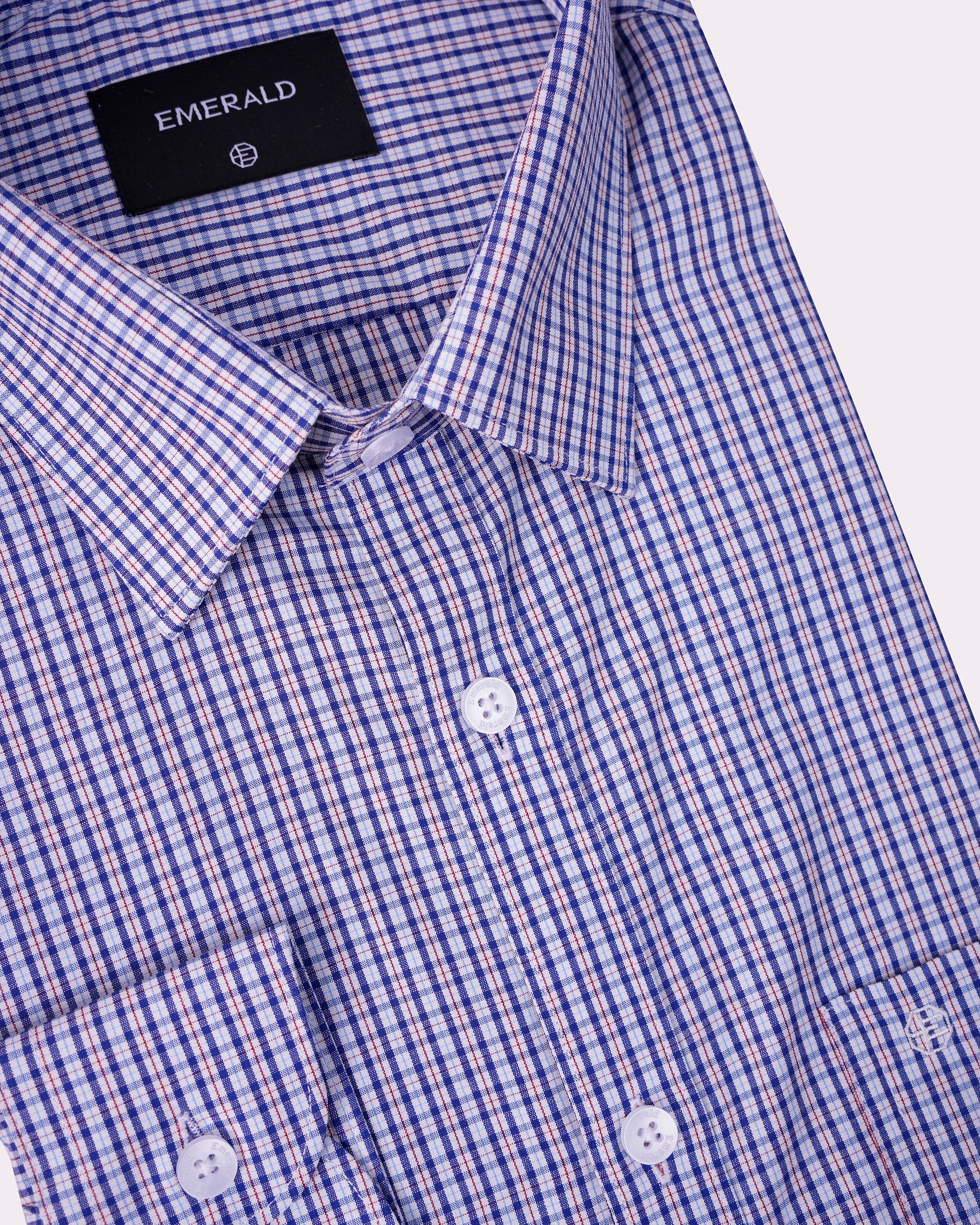 Emerald Formal Checks Slim Fit-Navy