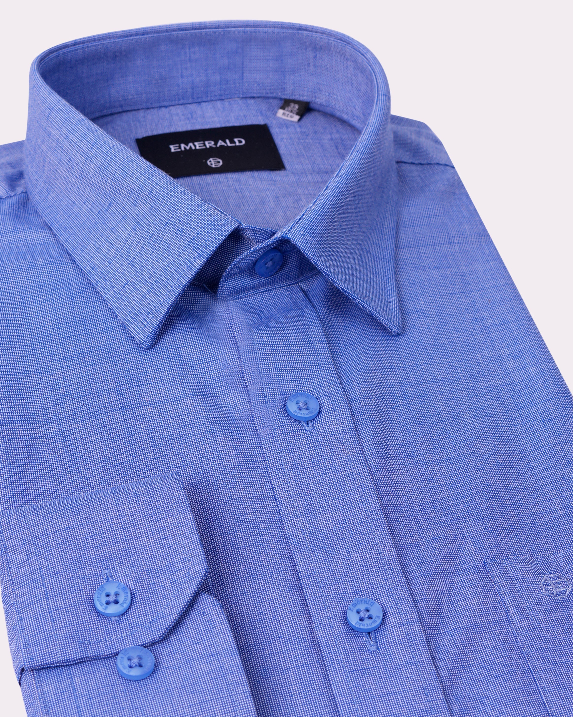 Emerald Formal Dobby Regular Fit-Forget Me Not Blue