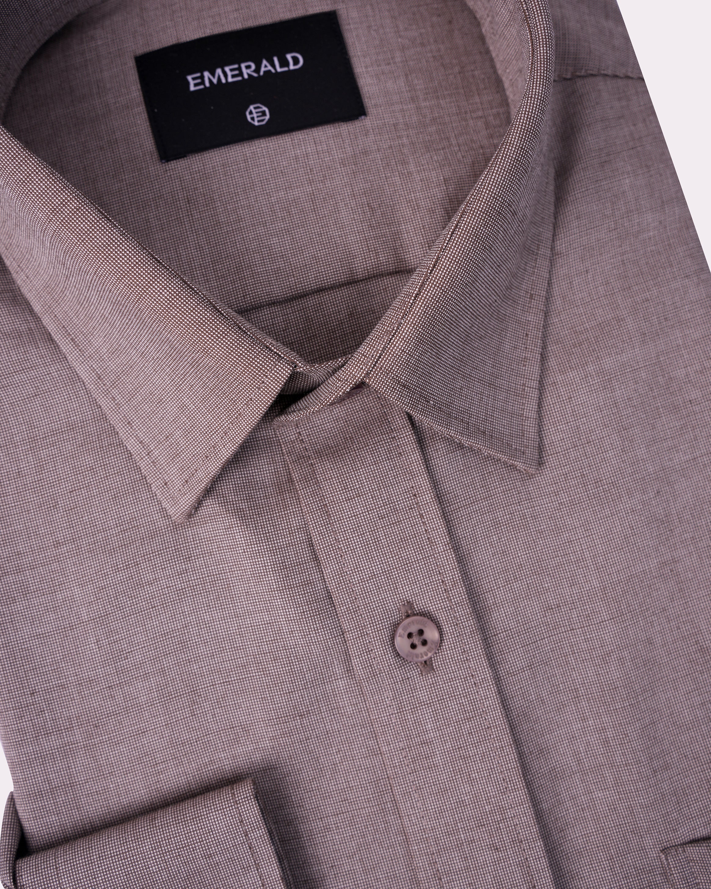 Emerald Formal Dobby Regular Fit-Brown Stucco