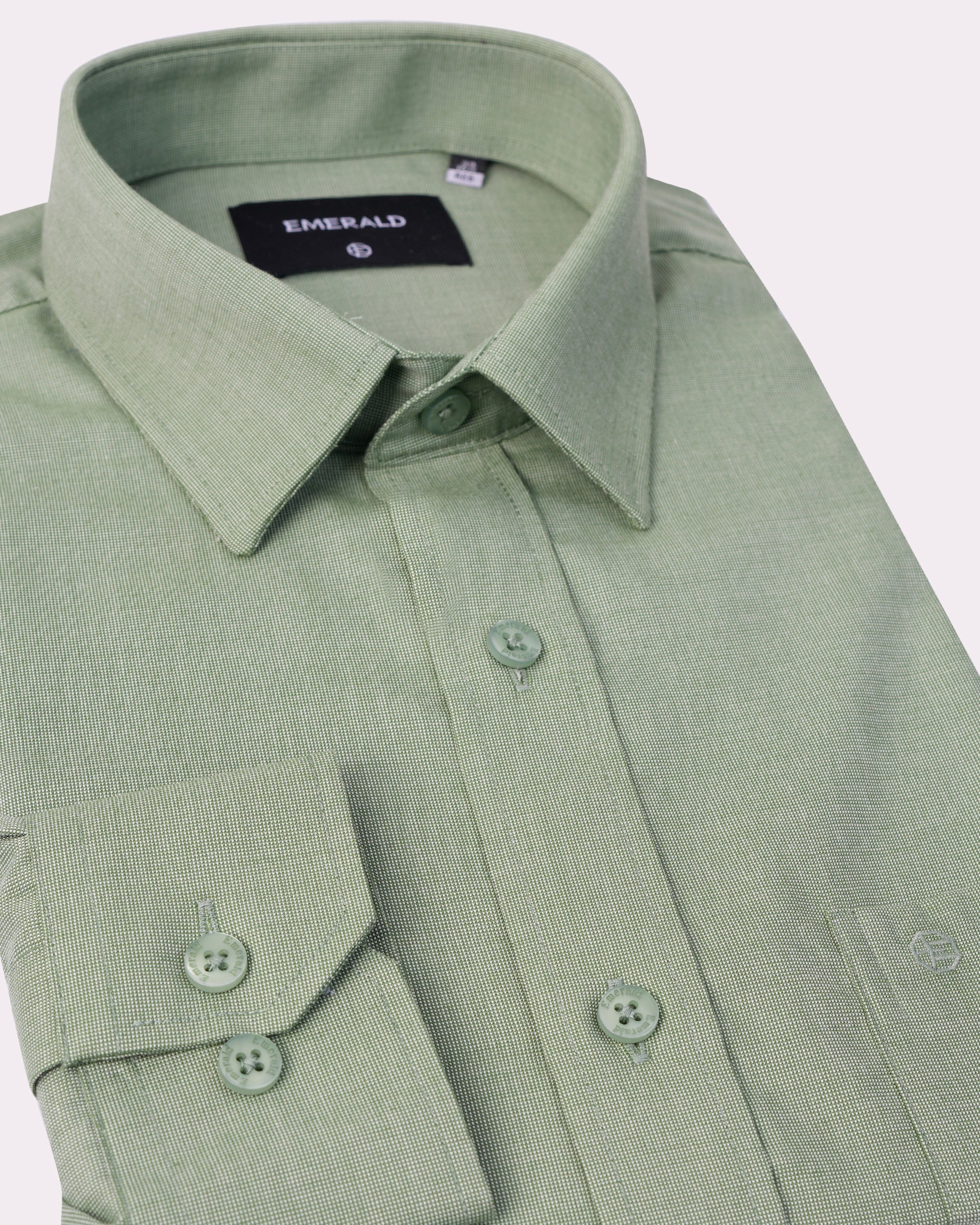 Emerald Formal Dobby Regular Fit-Mineral Green