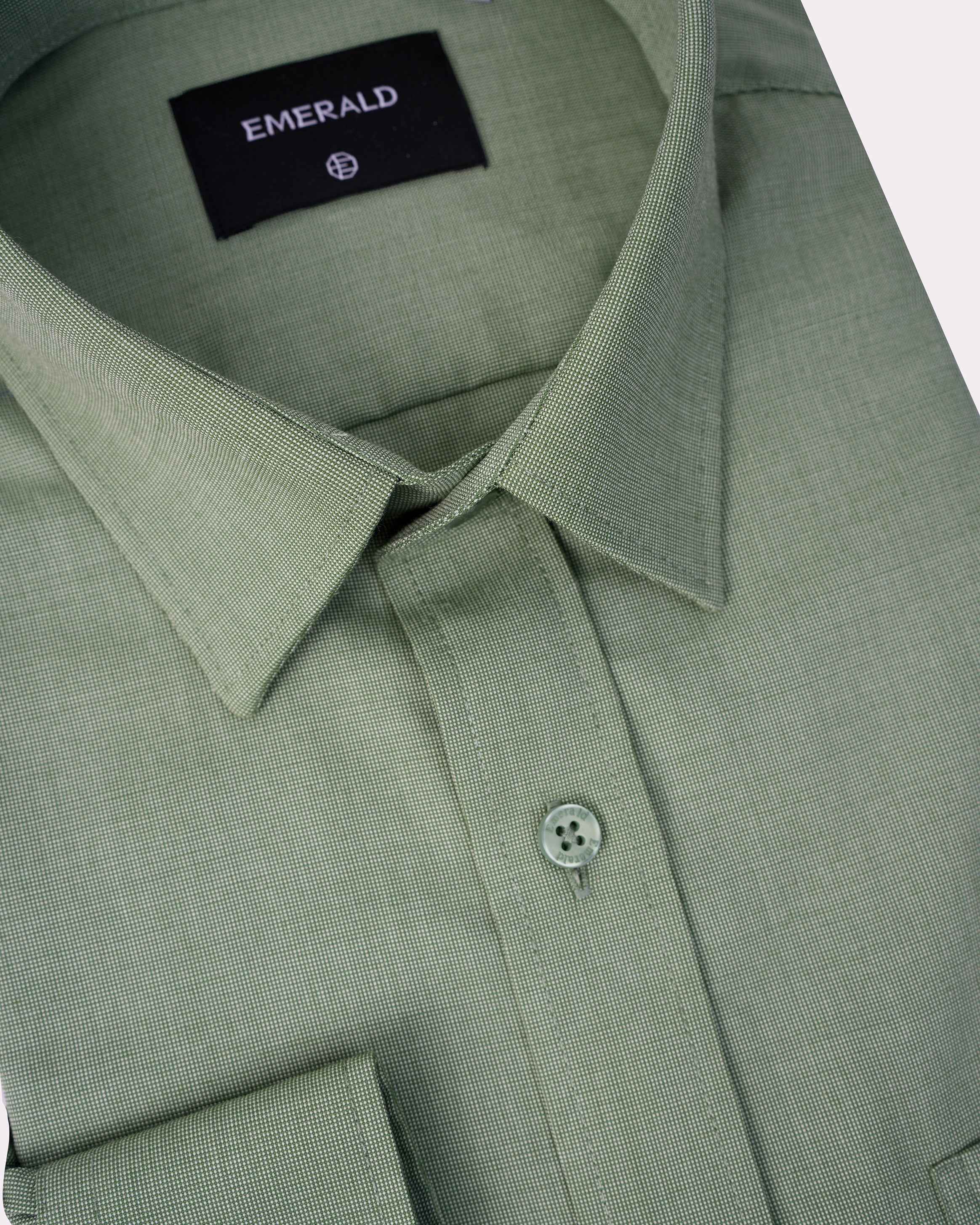 Emerald Formal Dobby Regular Fit-Mineral Green