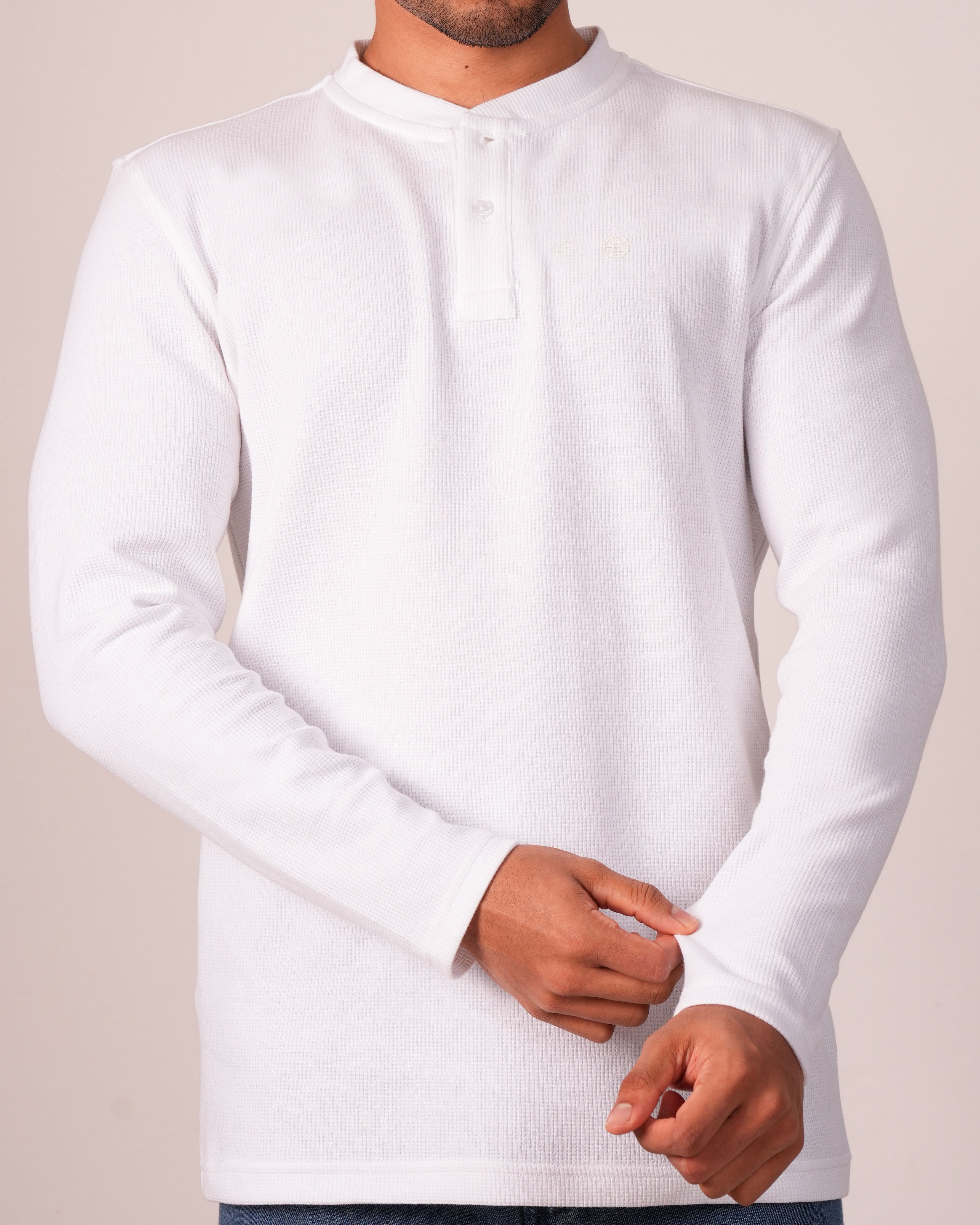 Emerald Henley Dobby Slim Fit-White