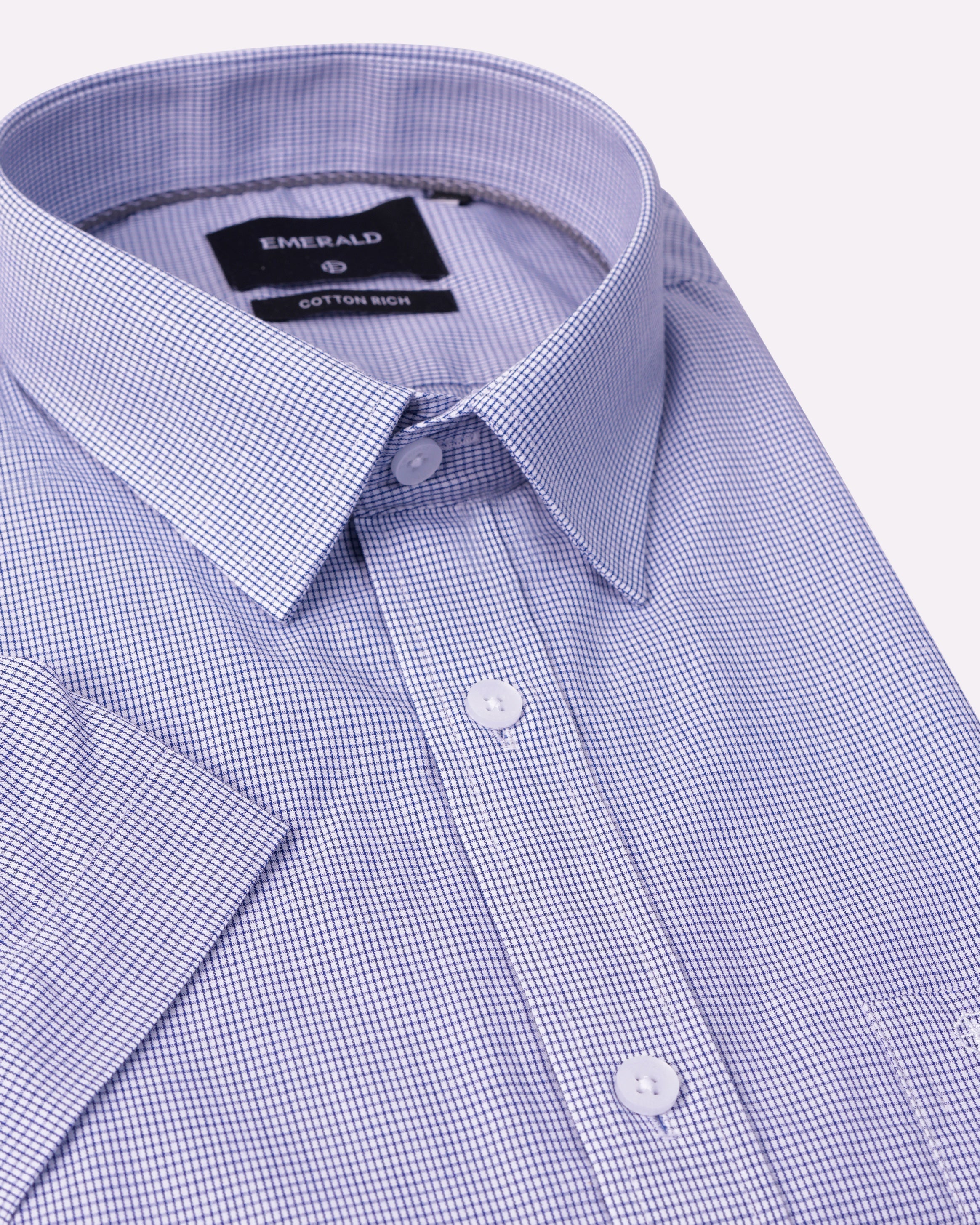 Emerald Corporate Micro Check Comfort Fit-Astral Aura