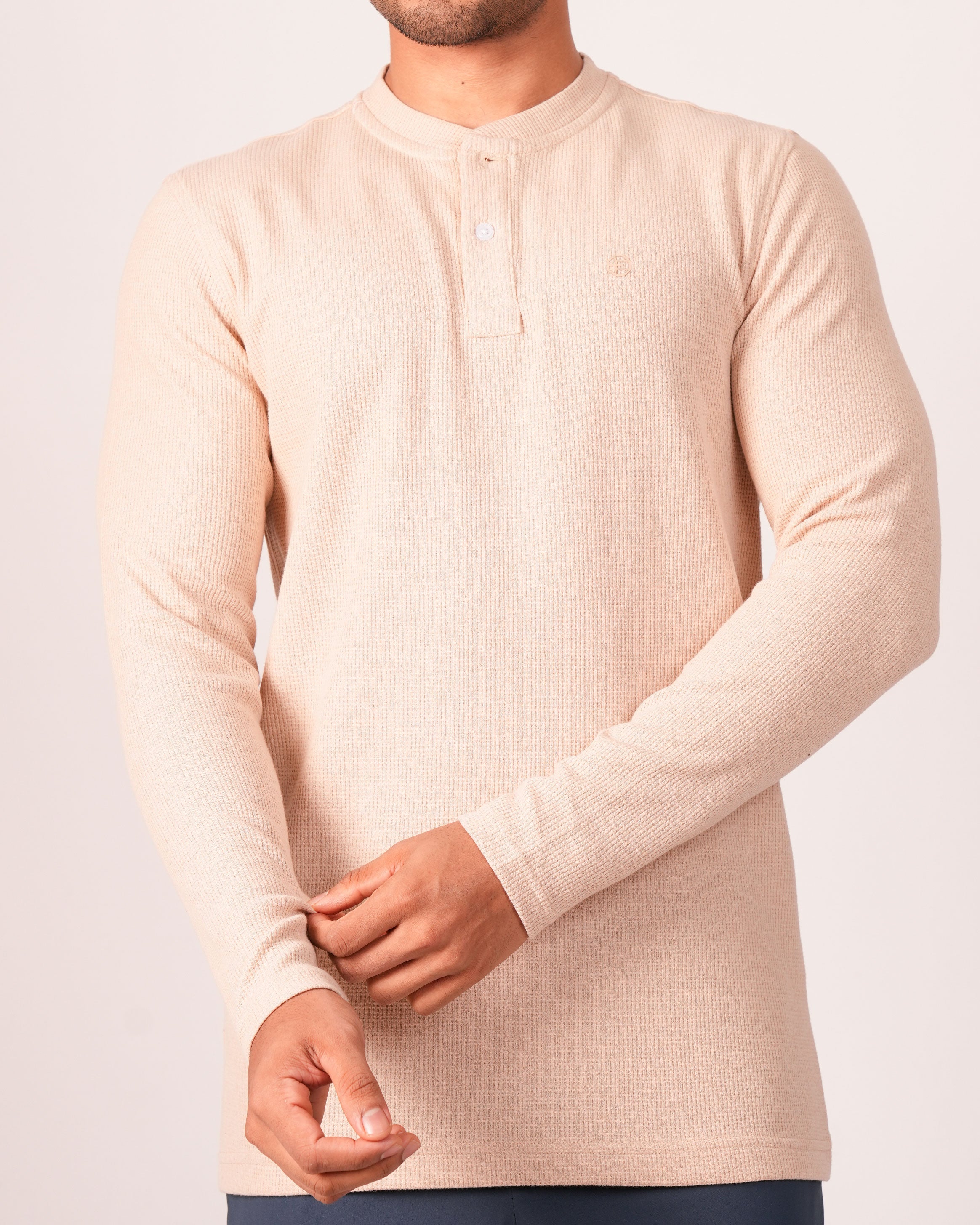 Emerald Henley Dobby Slim Fit-Tobacco Brown