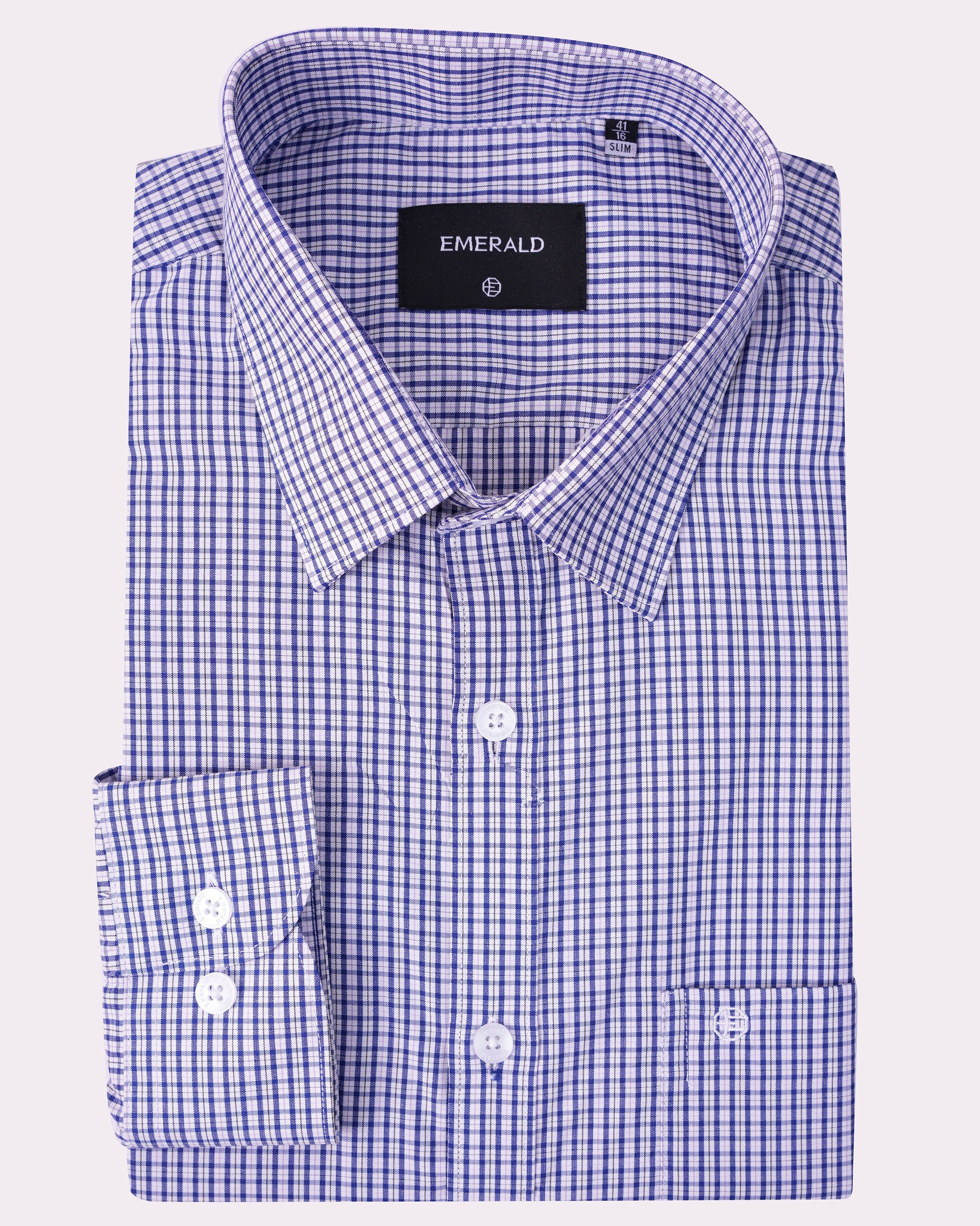 Emerald Formal Checks Slim Fit-Astral Aura