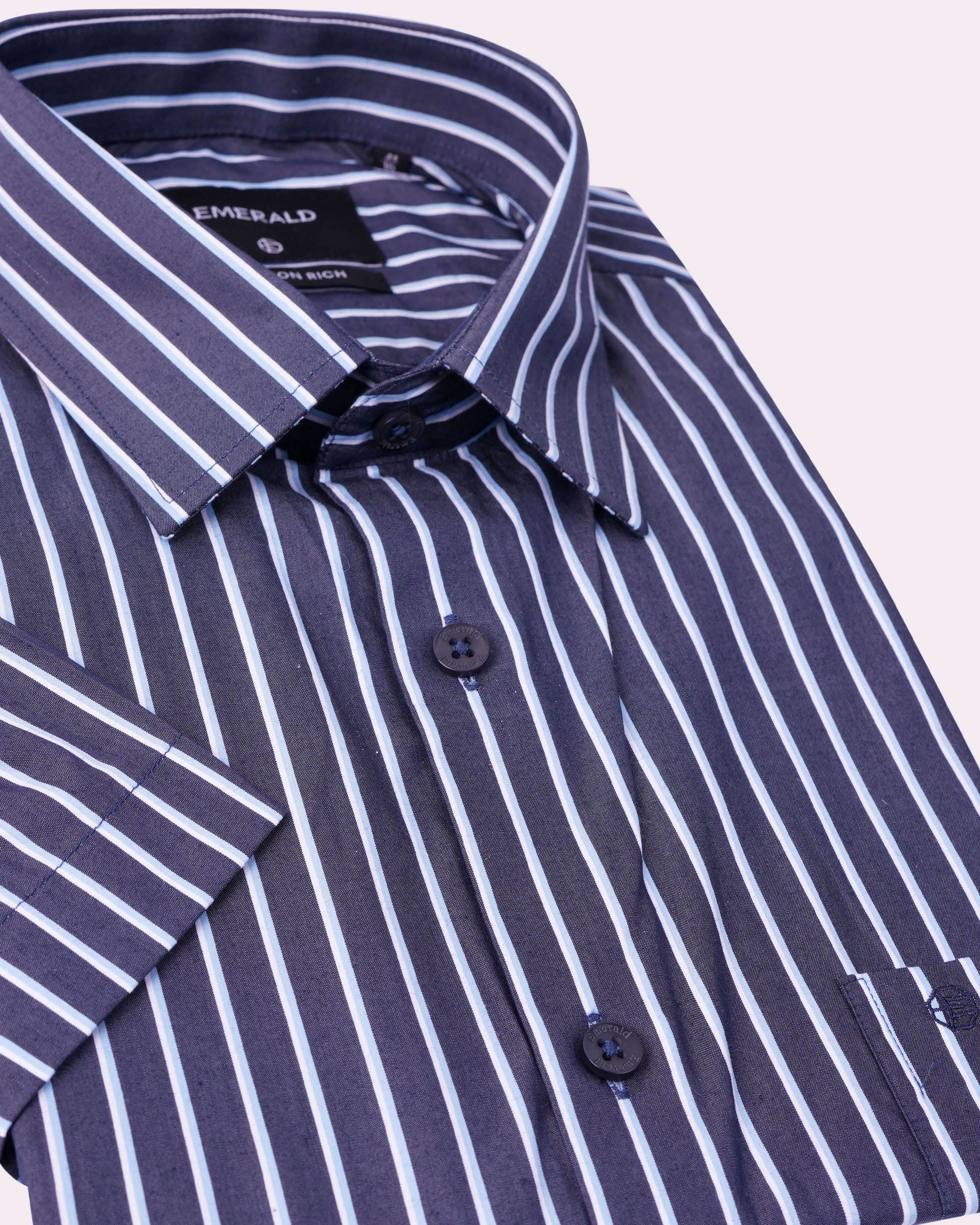 Emerald Formal Stripe Regular Fit-Dark Denim