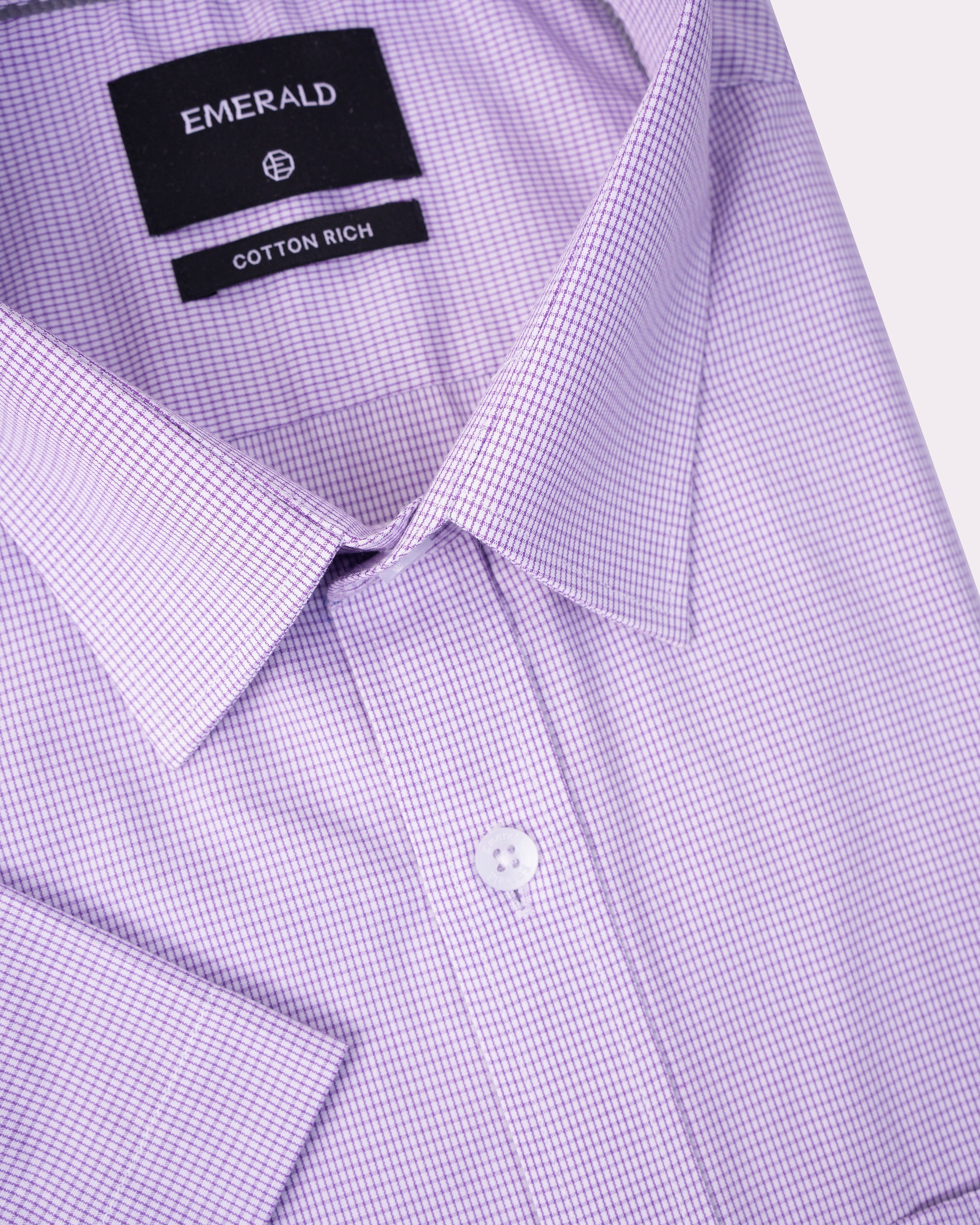 Emerald Corporate Micro Check Comfort Fit-Medium Violet