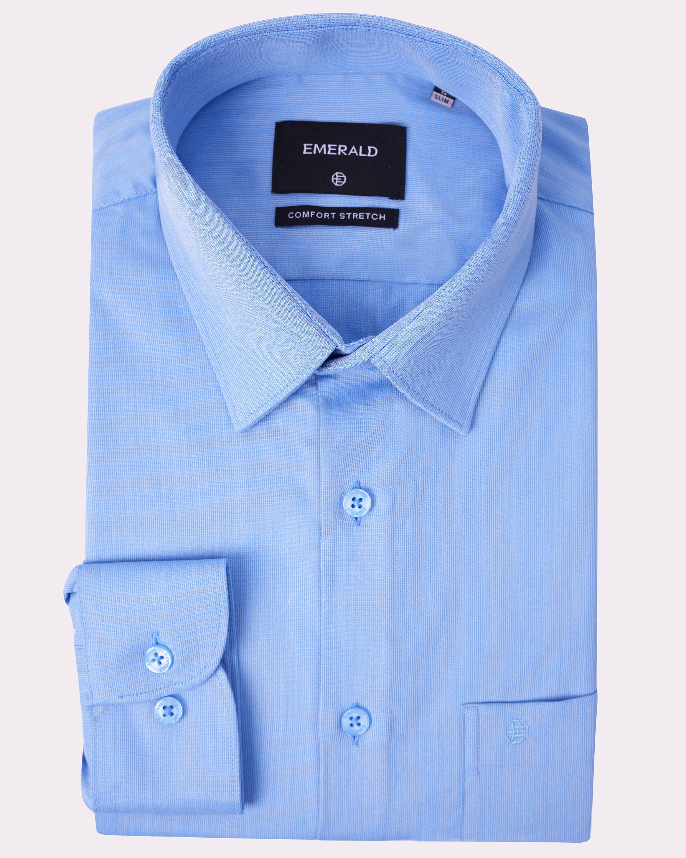 Emerald Formal Dobby Slim Fit-Cashmere Blue