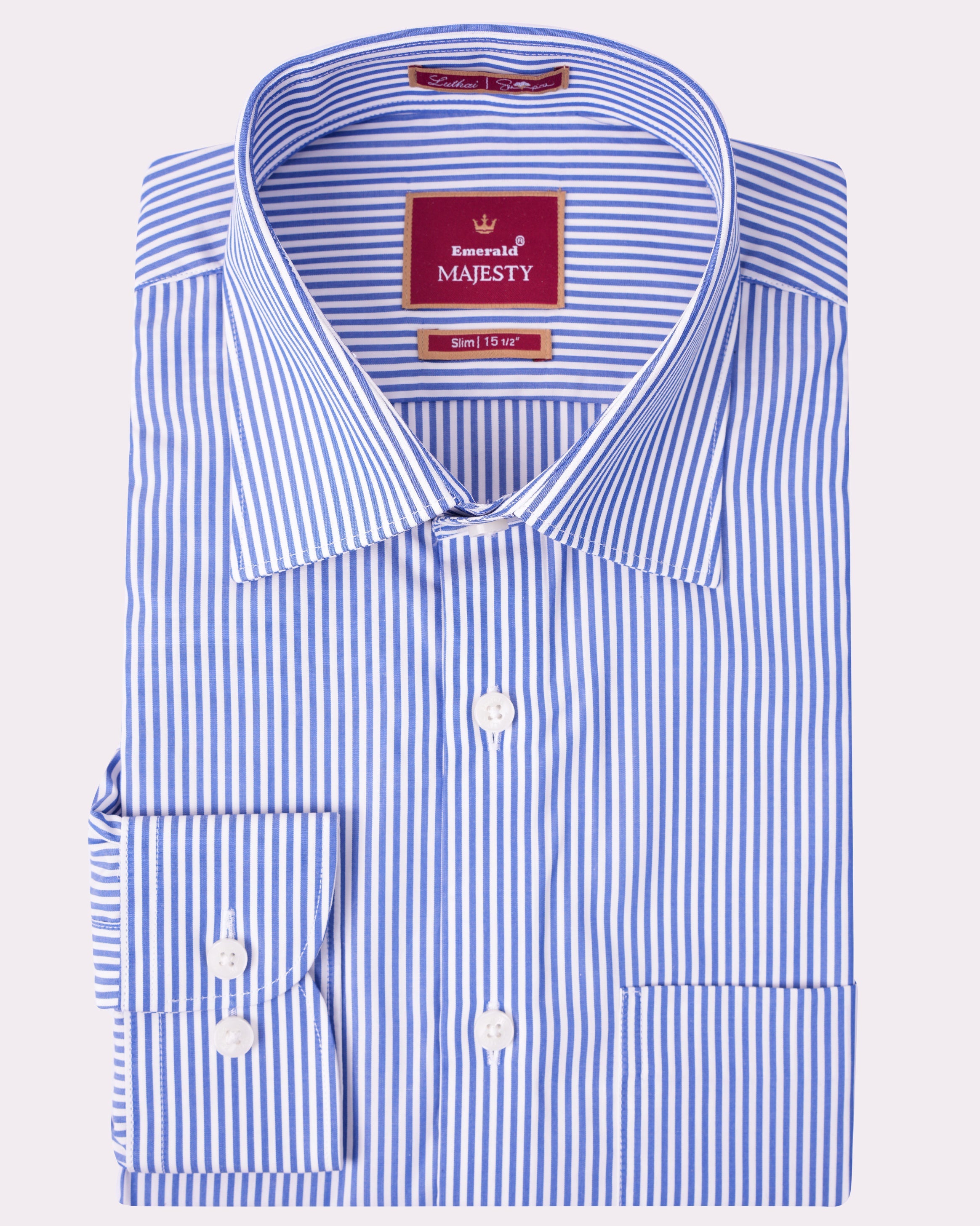 Emerald Majesty Stripe Slim Fit-Victoria Blue