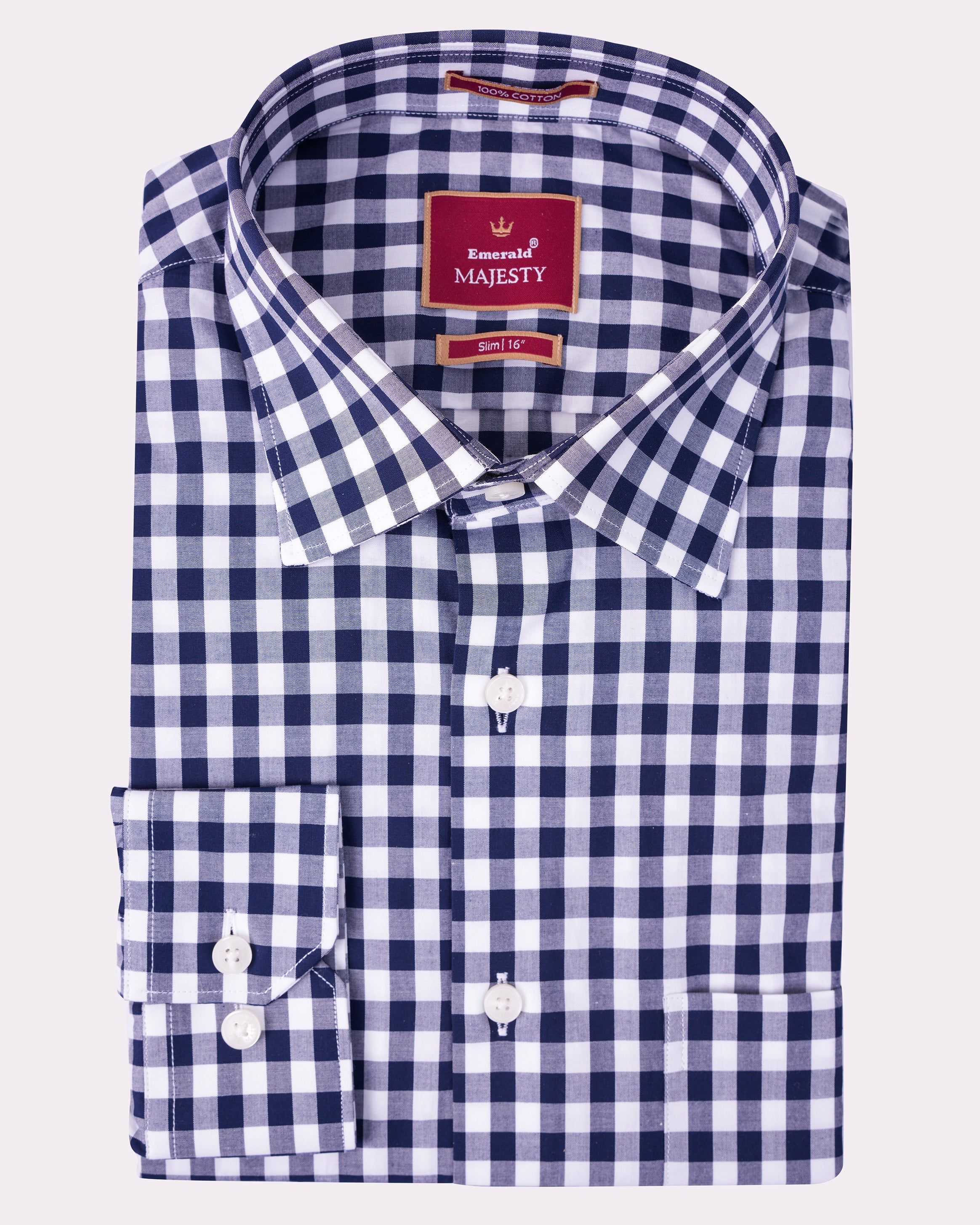 Emerald Majesty Checks Slim Fit-Royal