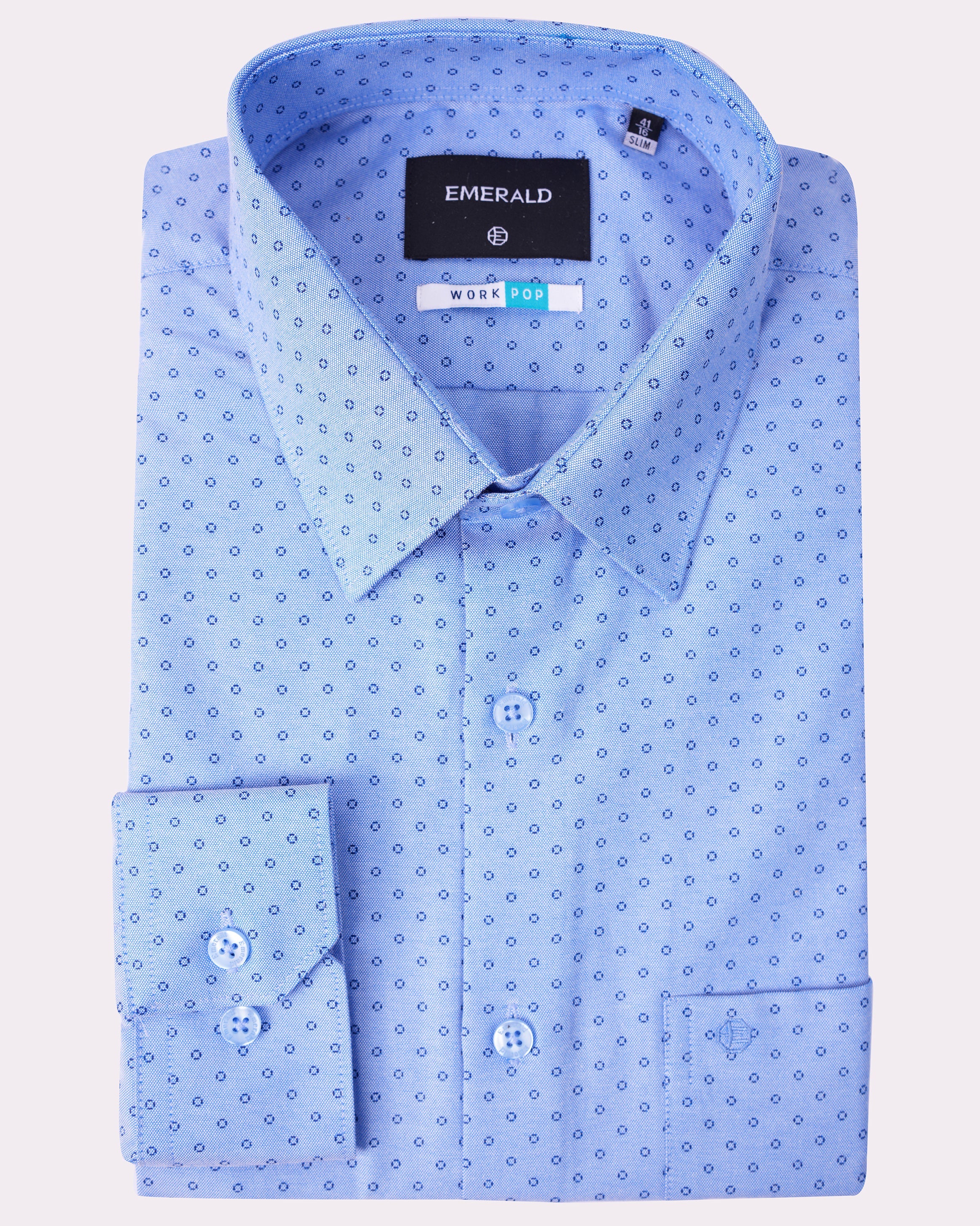 Emerald Formal Printed Slim Fit-Forget Me Not