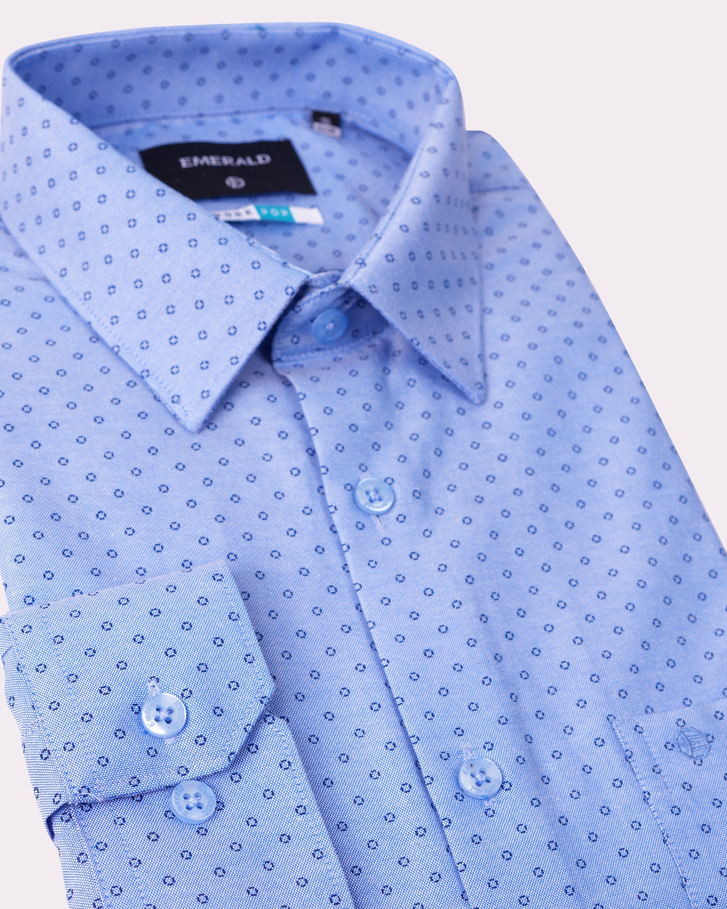 Emerald Formal Printed Slim Fit-Forget Me Not