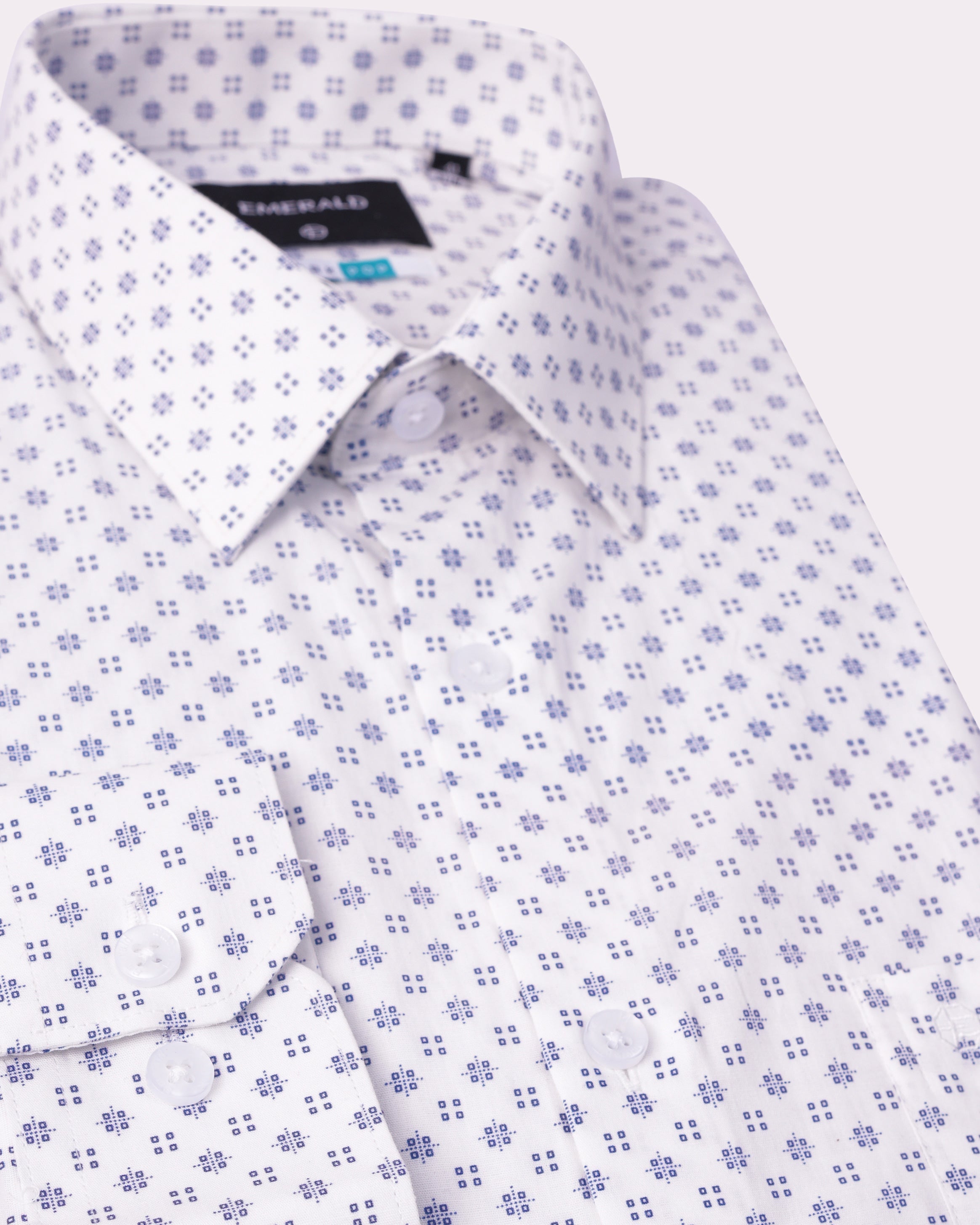 Emerald Formal Printed Slim Fit-Faience Blue