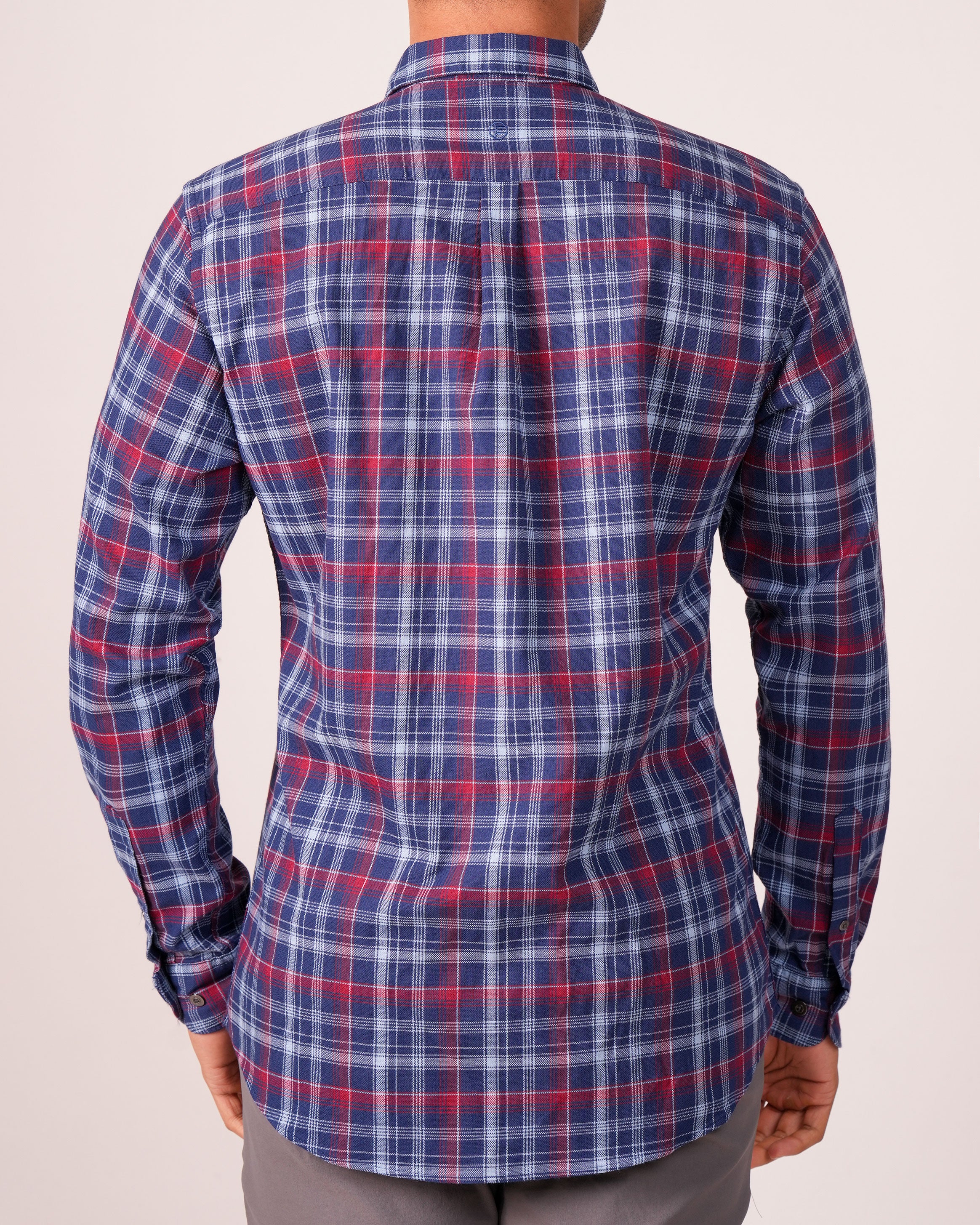 Emerald Casual Check Slim Fs -BLUE FAIENCE