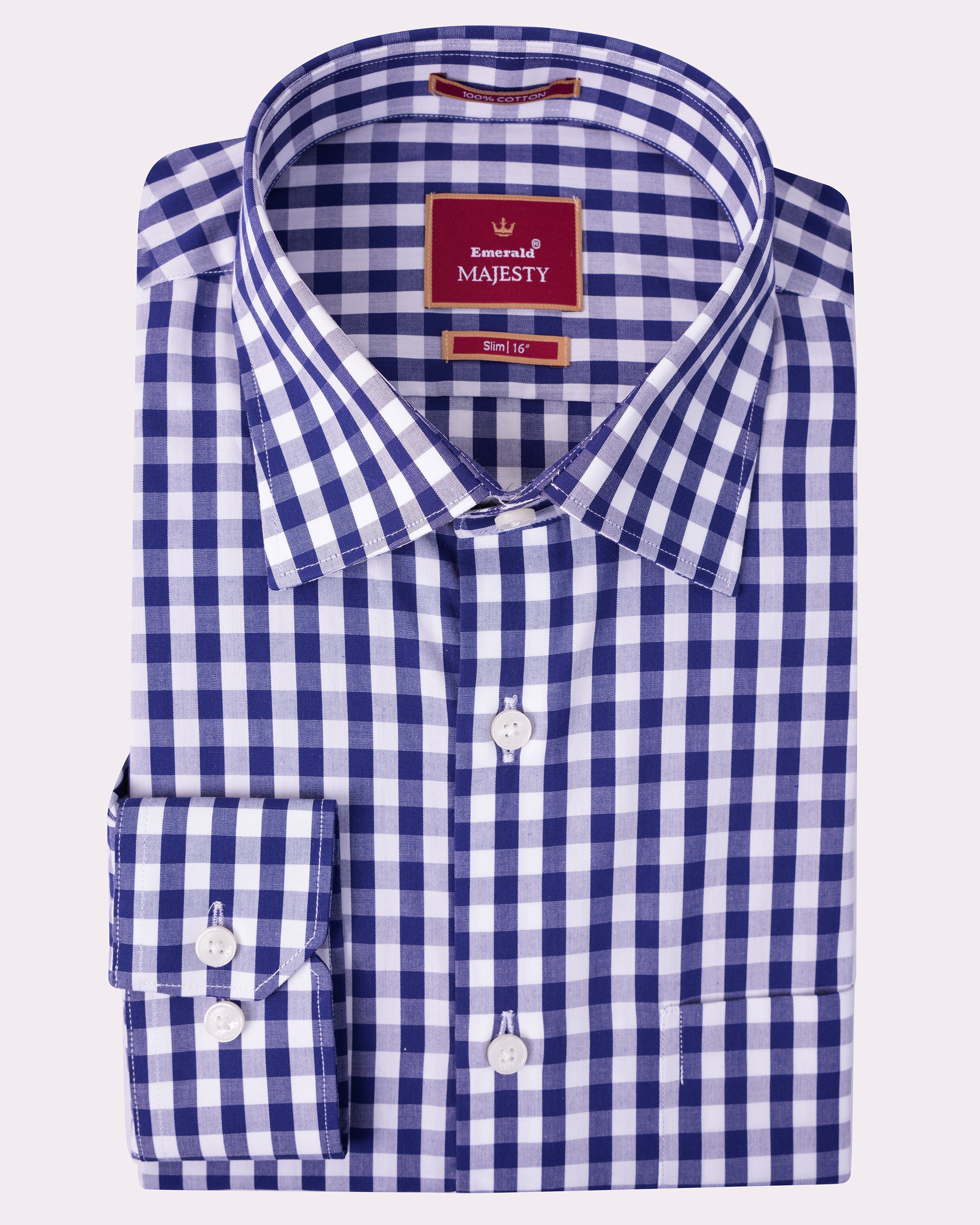 Emerald Majesty Checks Slim Fit-Navy