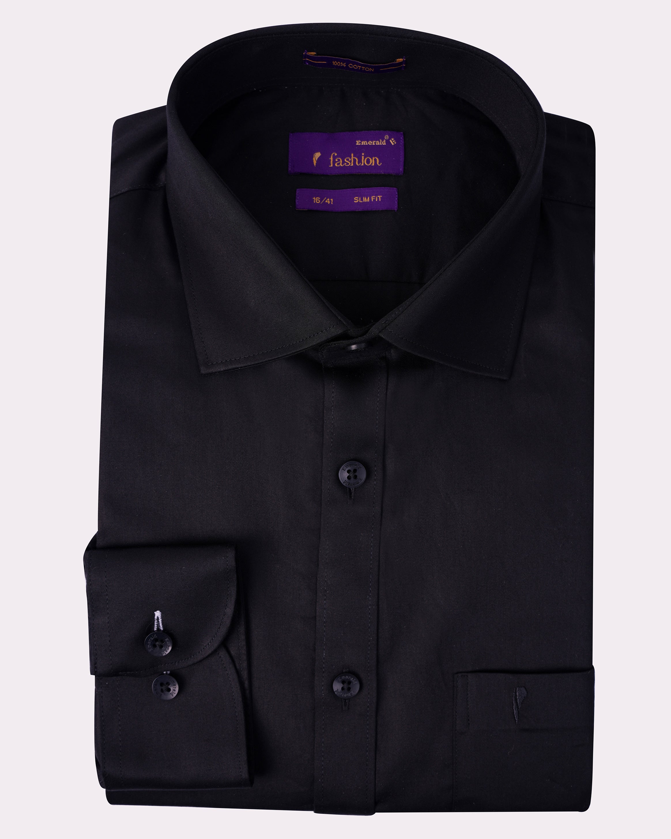 Emerald Fashion Plain Slim Fit-Black