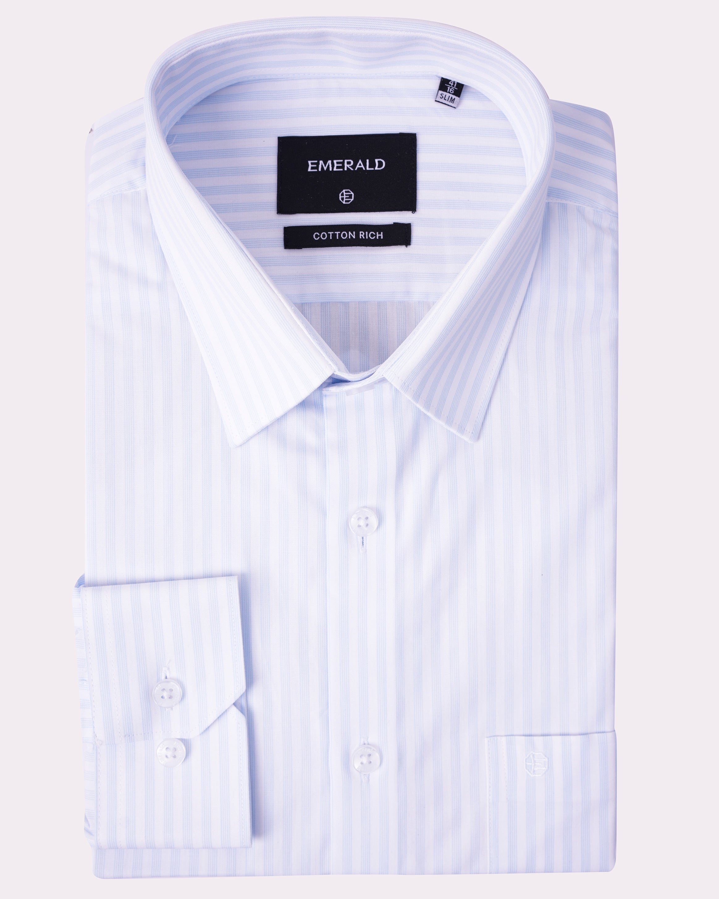 Emerald Formal Stripe Slim Fit-Cashmere Blue