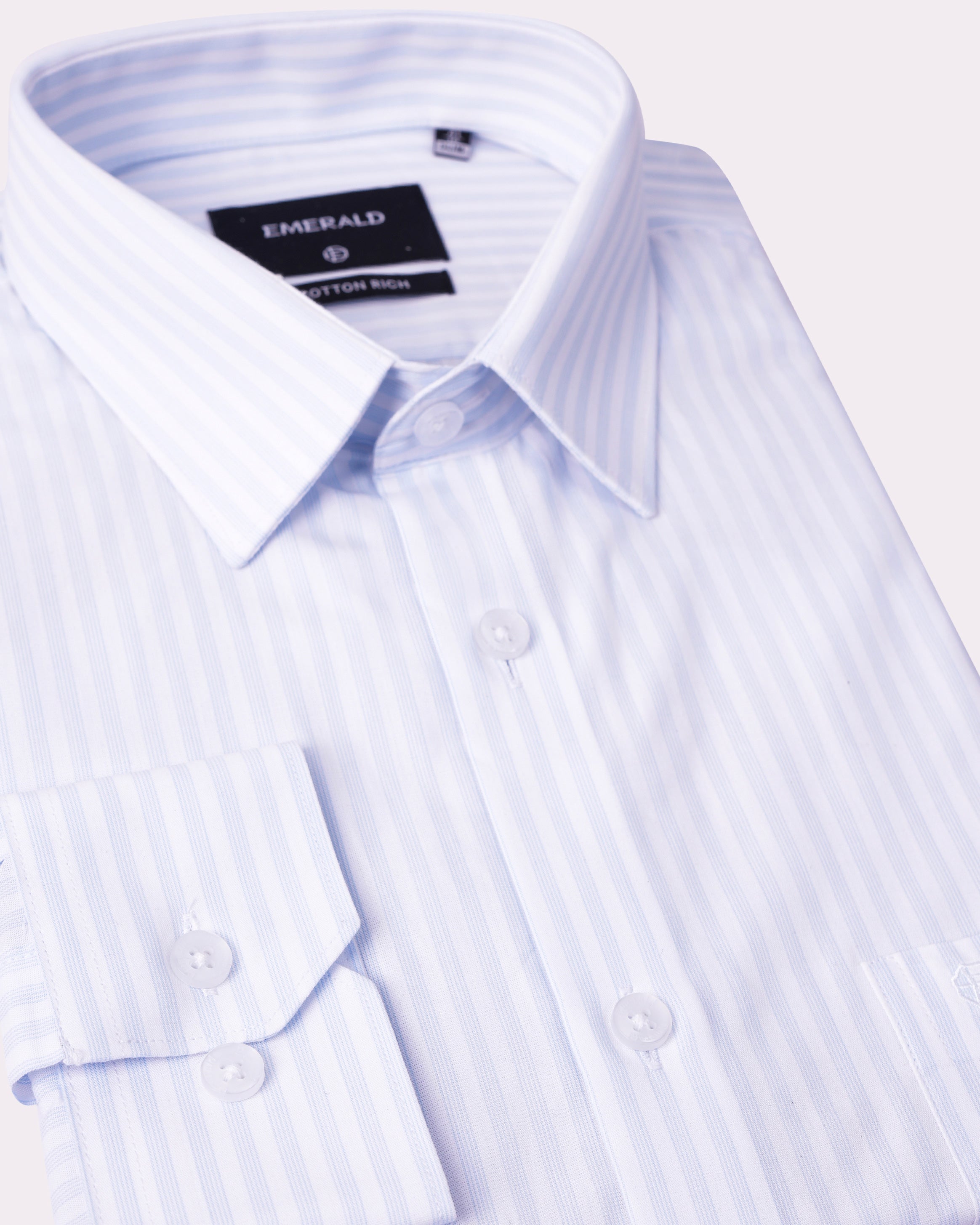 Emerald Formal Stripe Slim Fit-Cashmere Blue