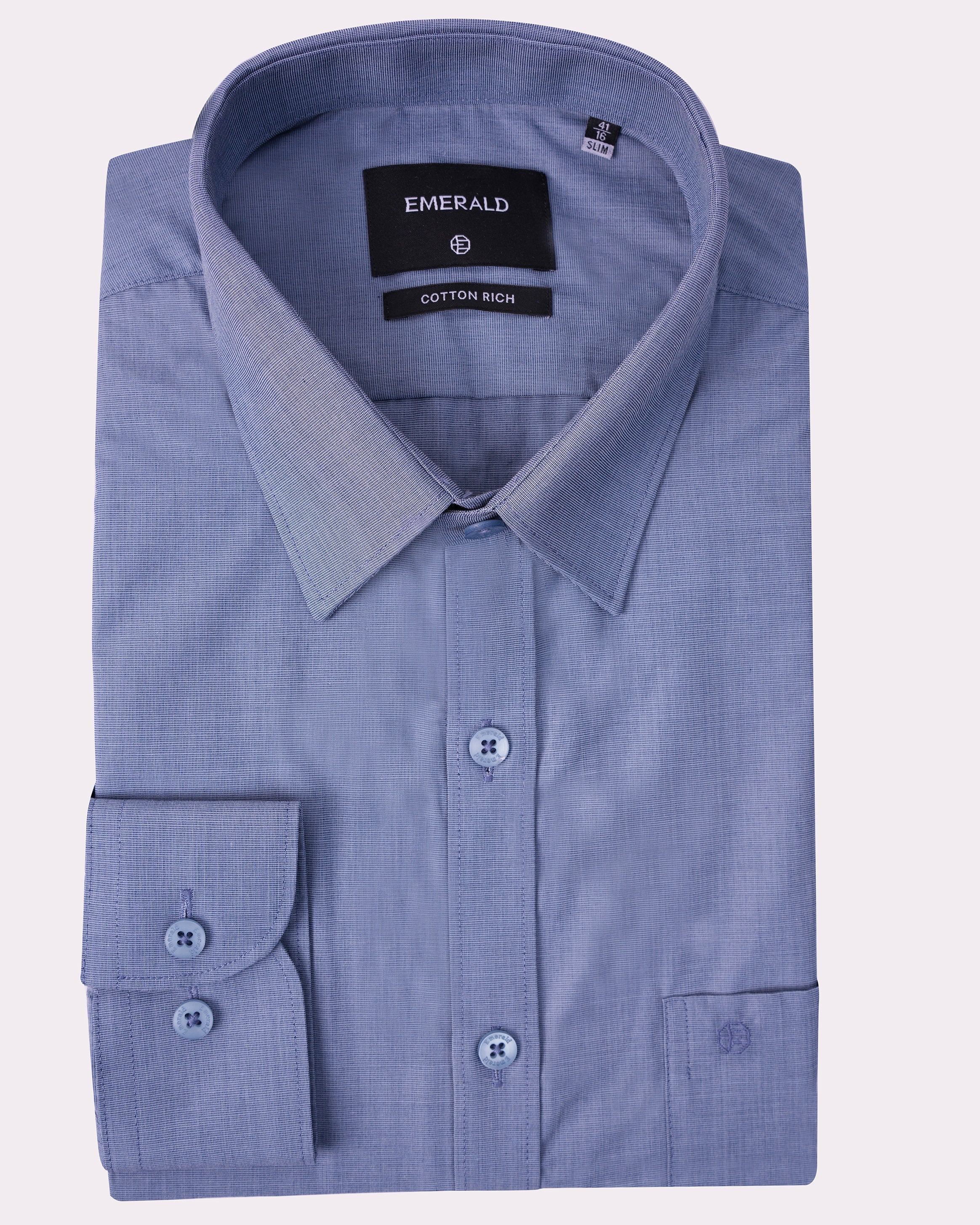 Emerald Formal Fil A Fil Slim Fit-Blue Depths
