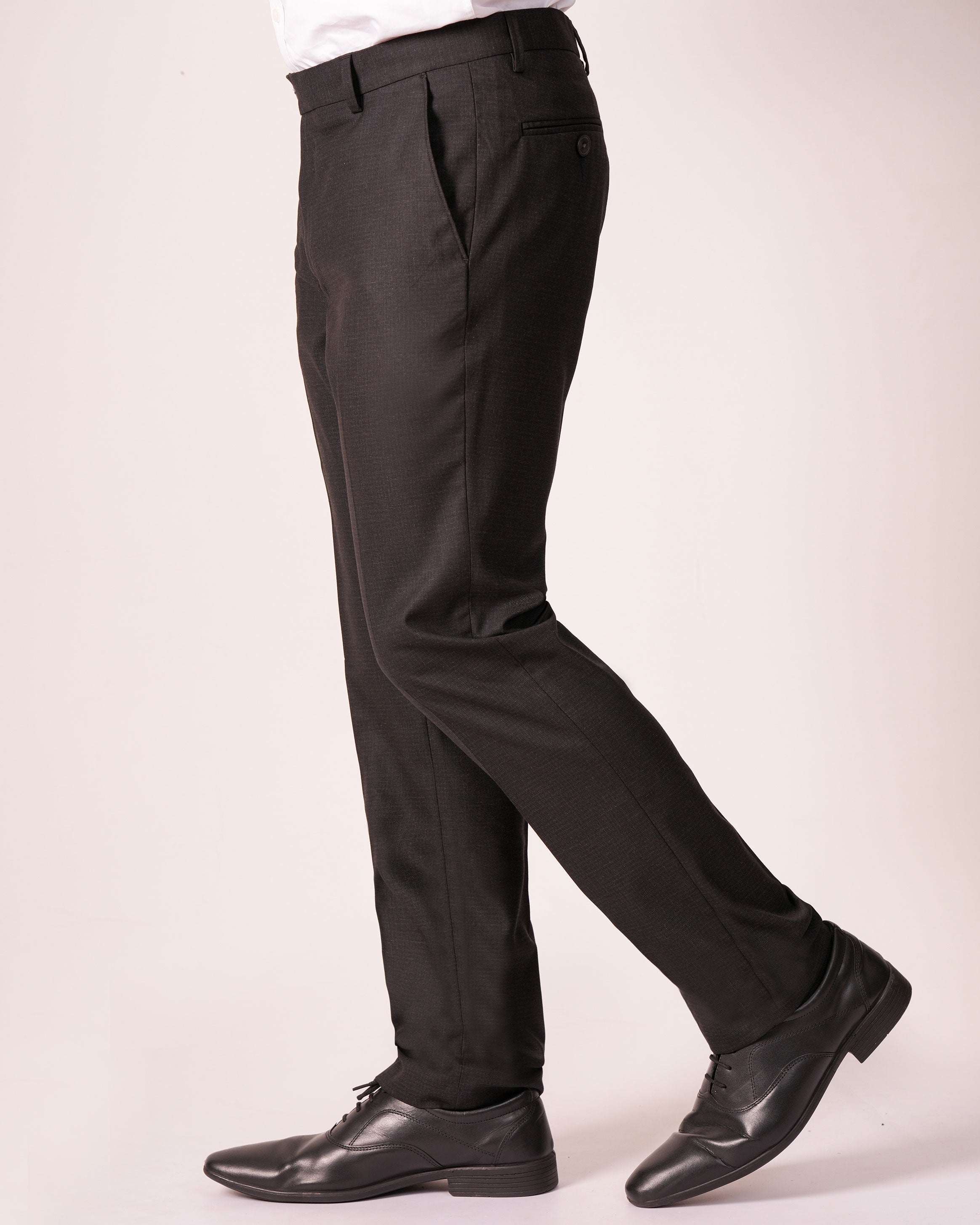 Emerald Formal Trouser Micro Checks Slim Fit-Black