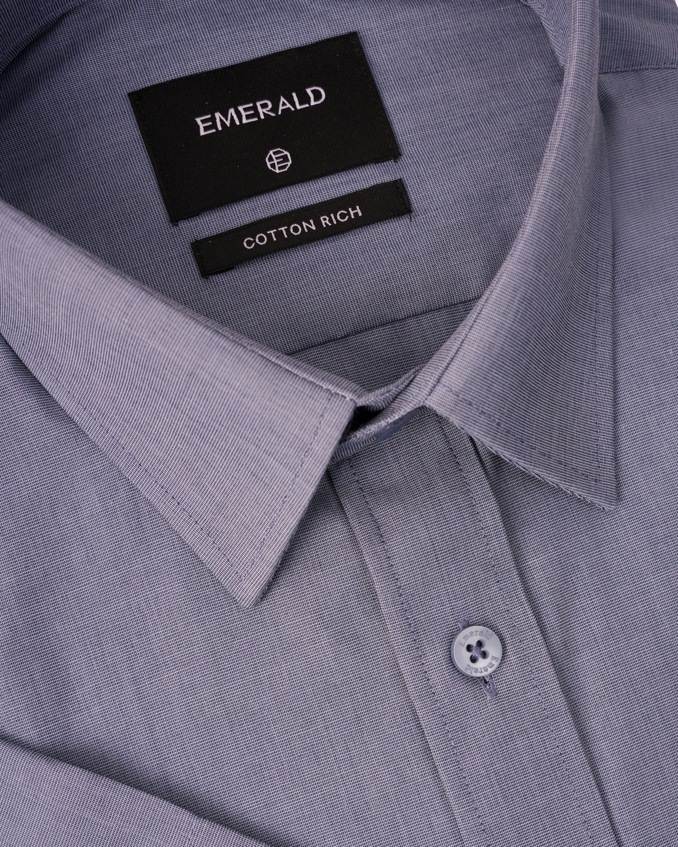 Emerald Formal Fil A Fil Regular Fit-Blue Depths
