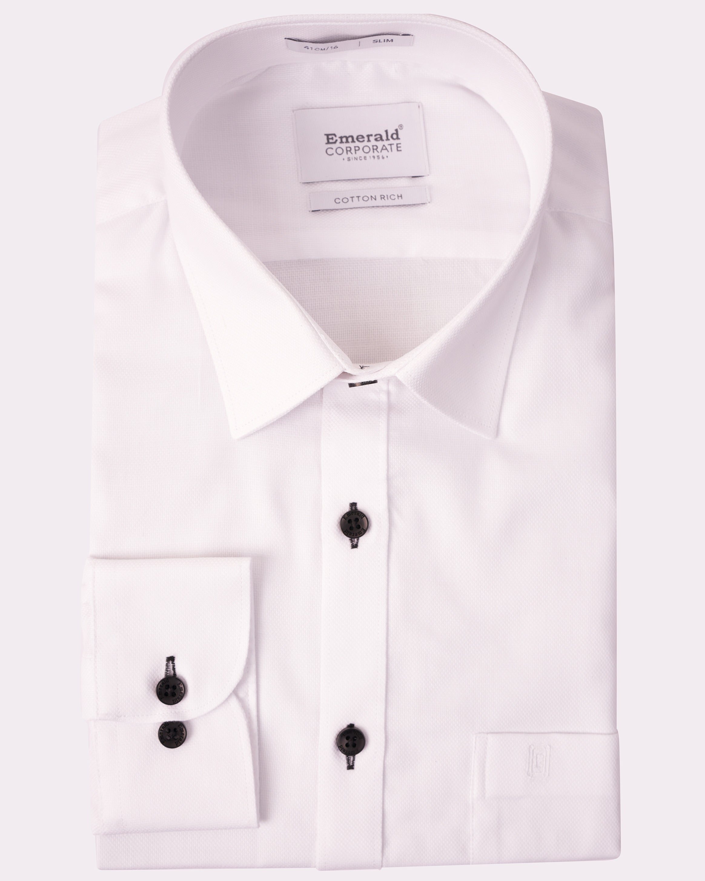 Emerald Corporate Dobby Slim Black Button Slim Fit-Birch