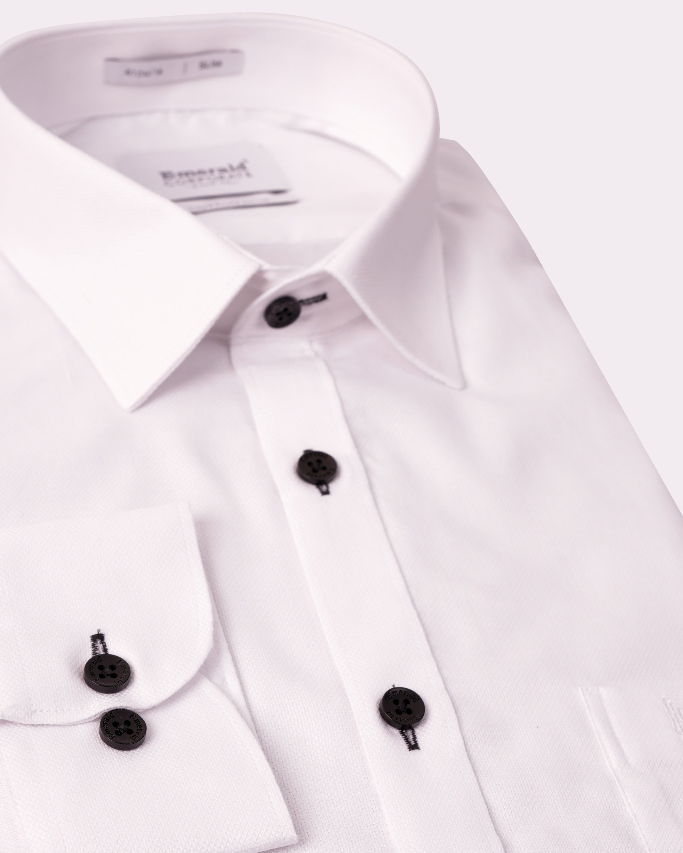 Emerald Corporate Dobby Slim Black Button Slim Fit-Birch
