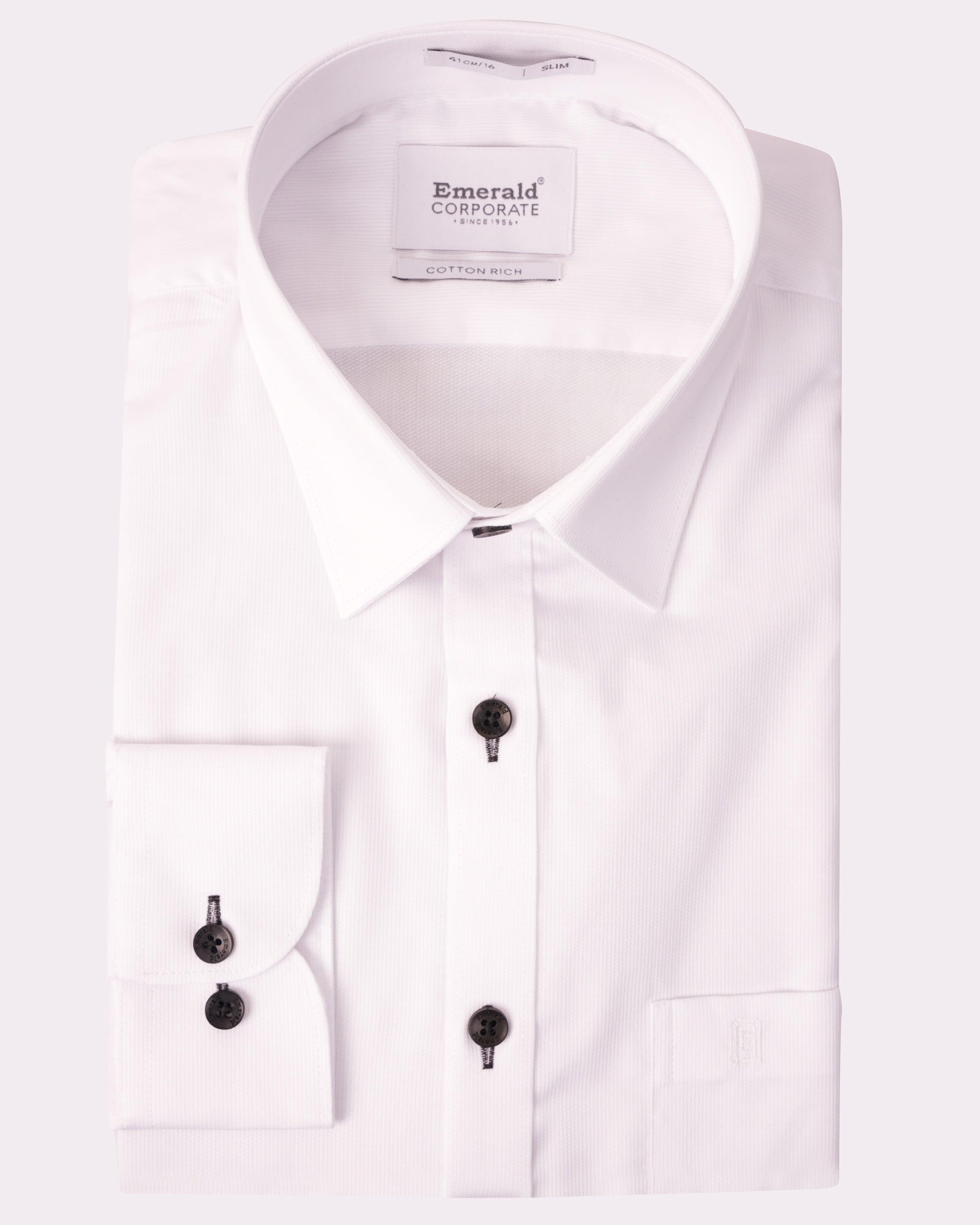 Emerald Corporate Dobby Slim Black Button Slim Fit-Turtledove