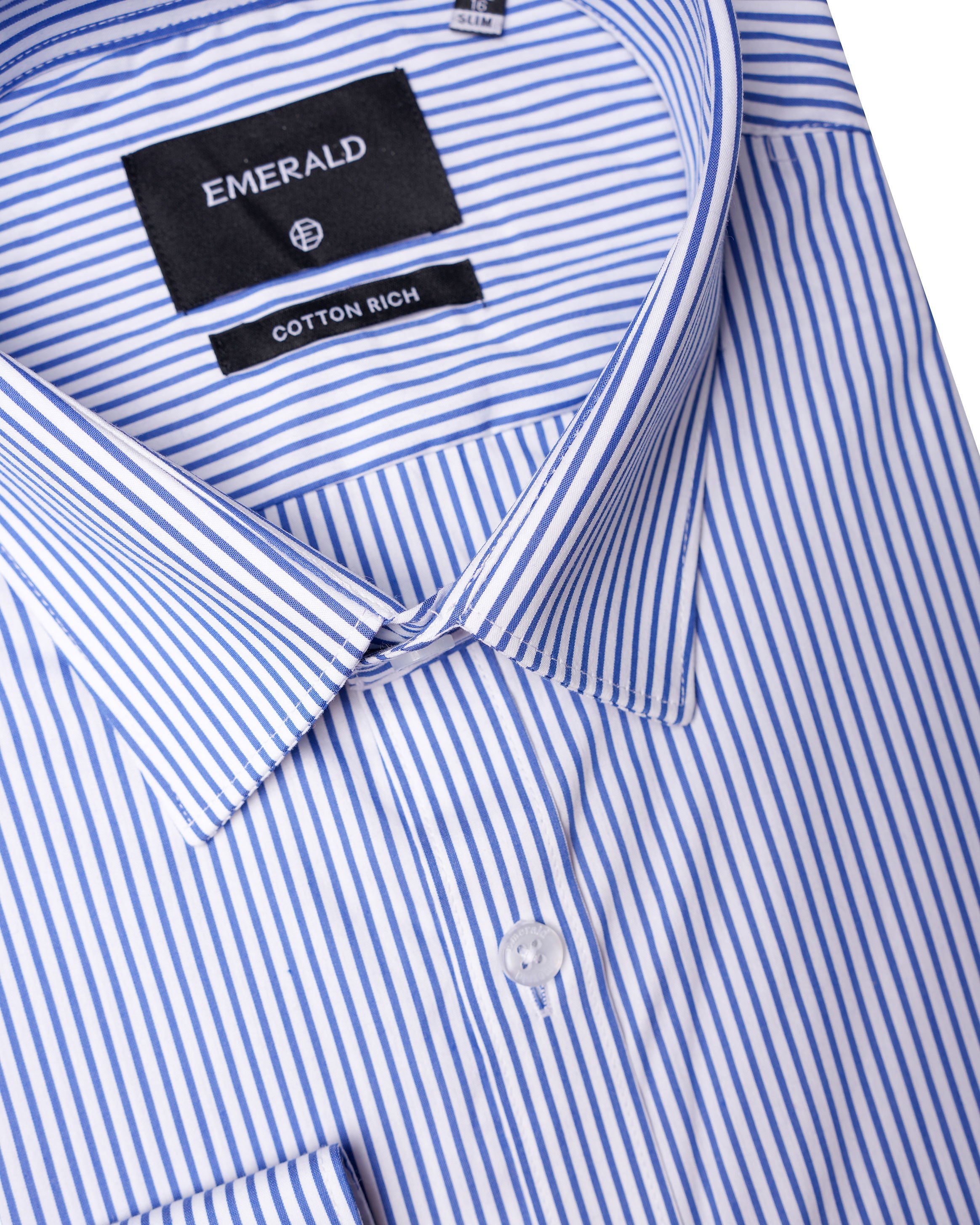 Emerald Formal Stripe Slim Fit-Cashmere Blue