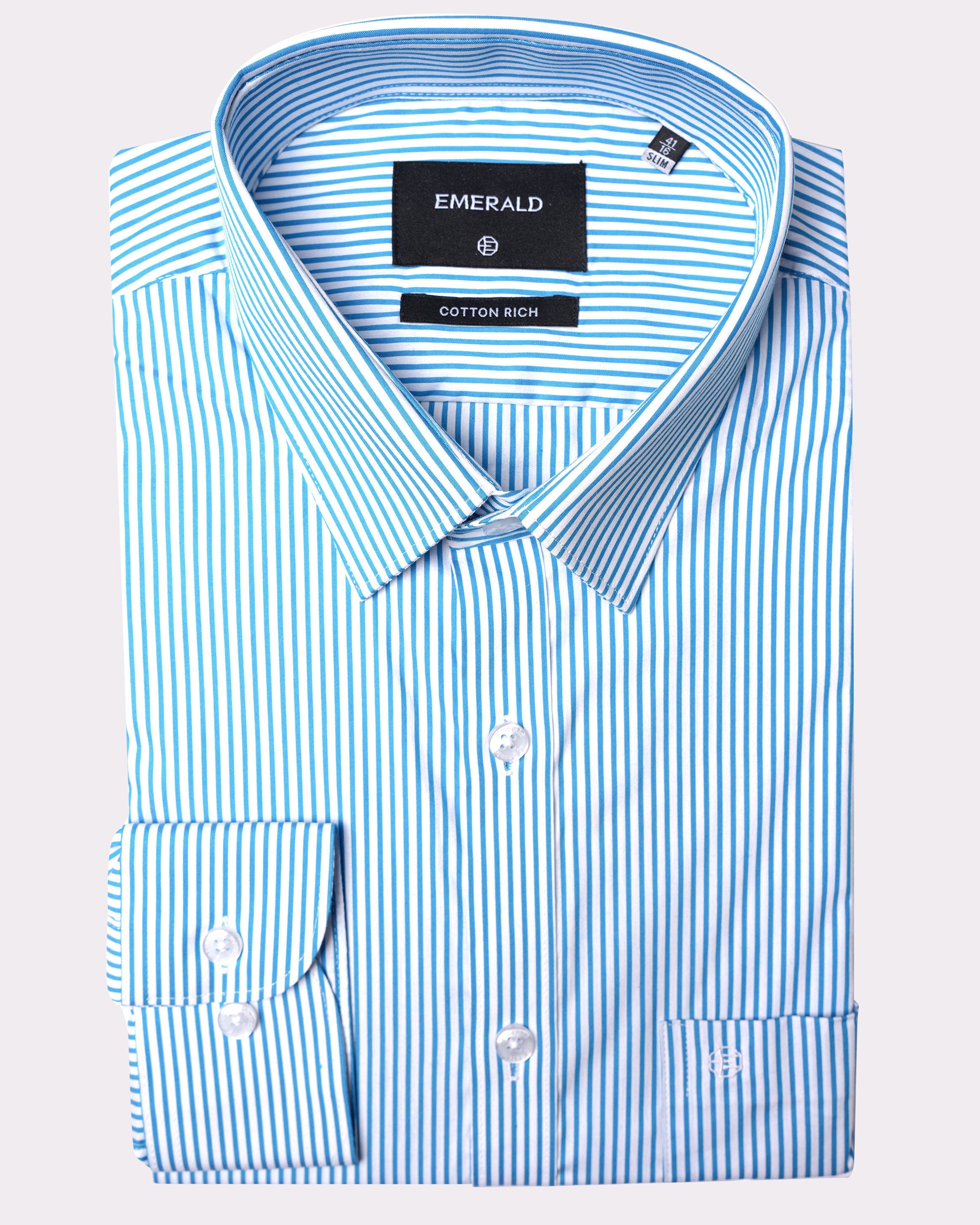 Emerald Formal Stripe Slim Fit-Forget Me Not