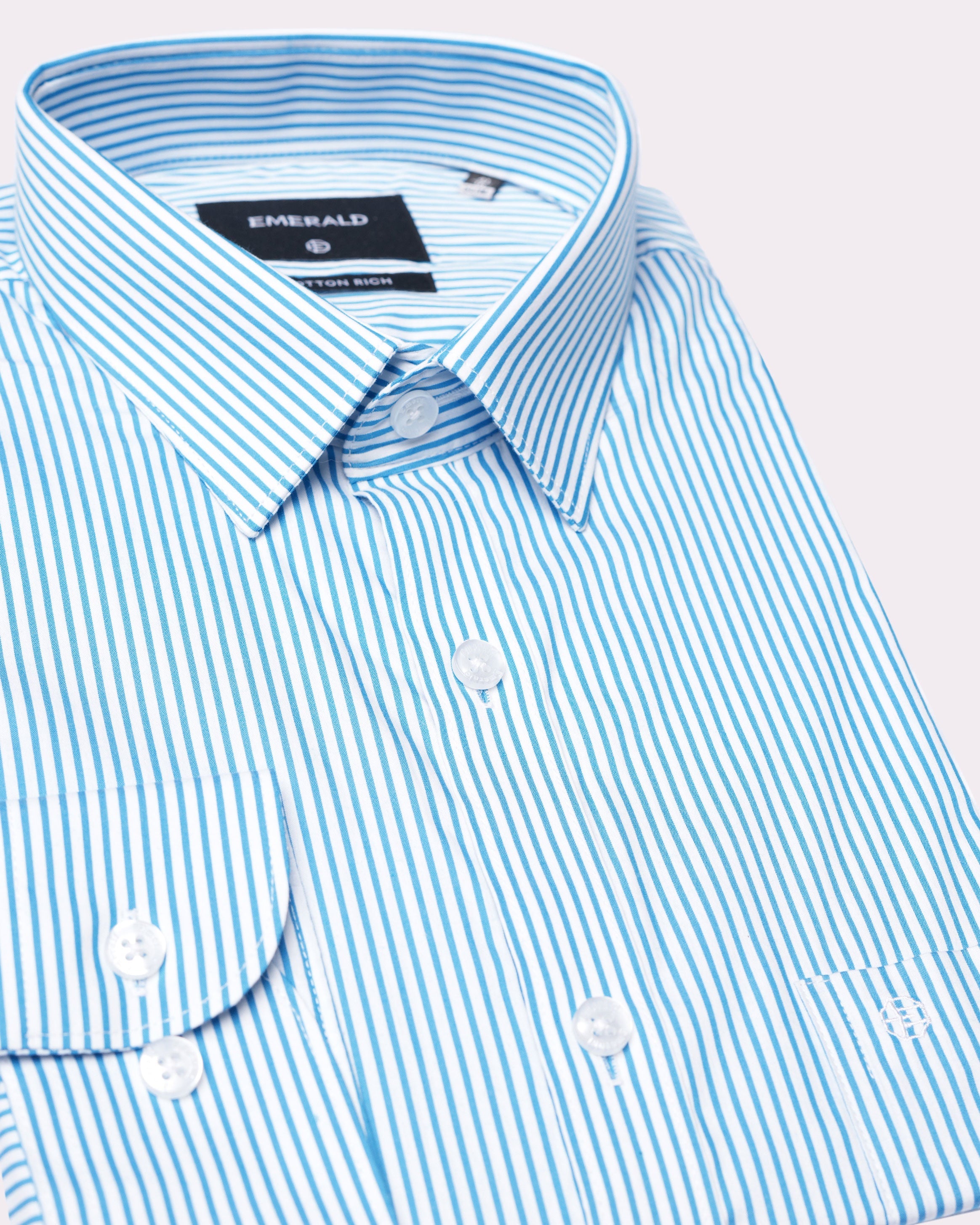 Emerald Formal Stripe Slim Fit-Forget Me Not