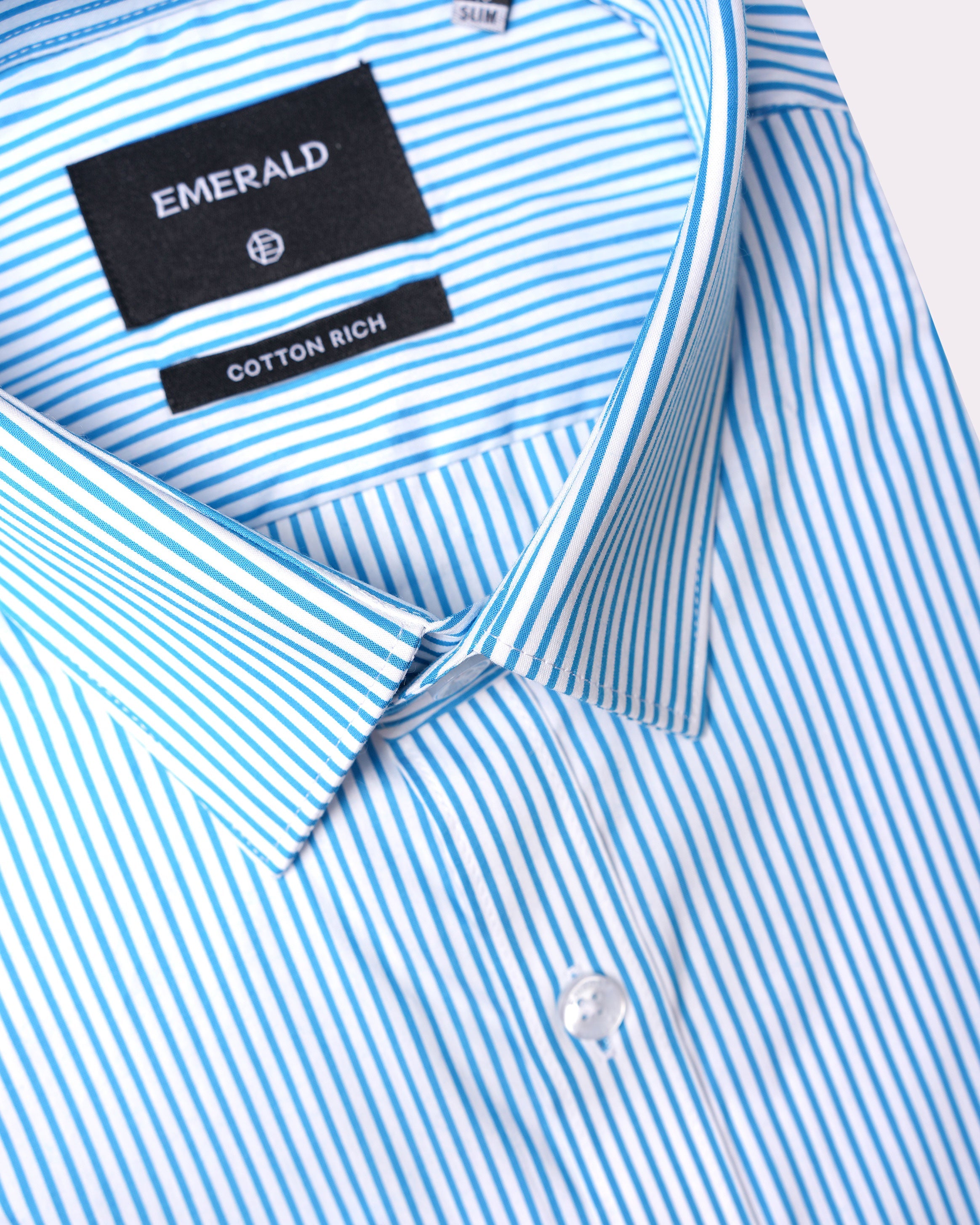 Emerald Formal Stripe Slim Fit-Forget Me Not
