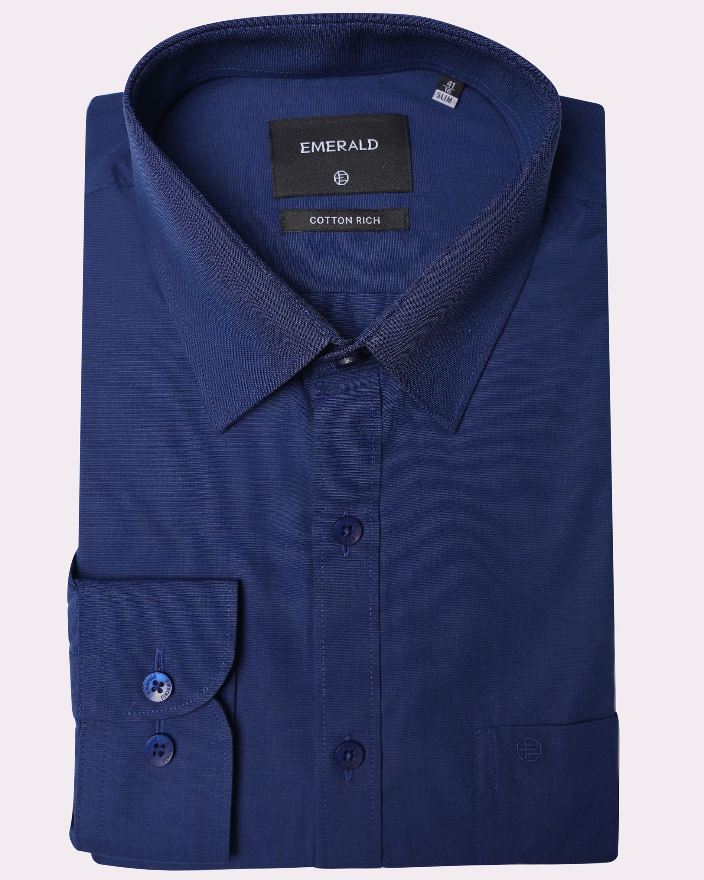 Emerald Formal Fil A Fil Slim Fit-Navy