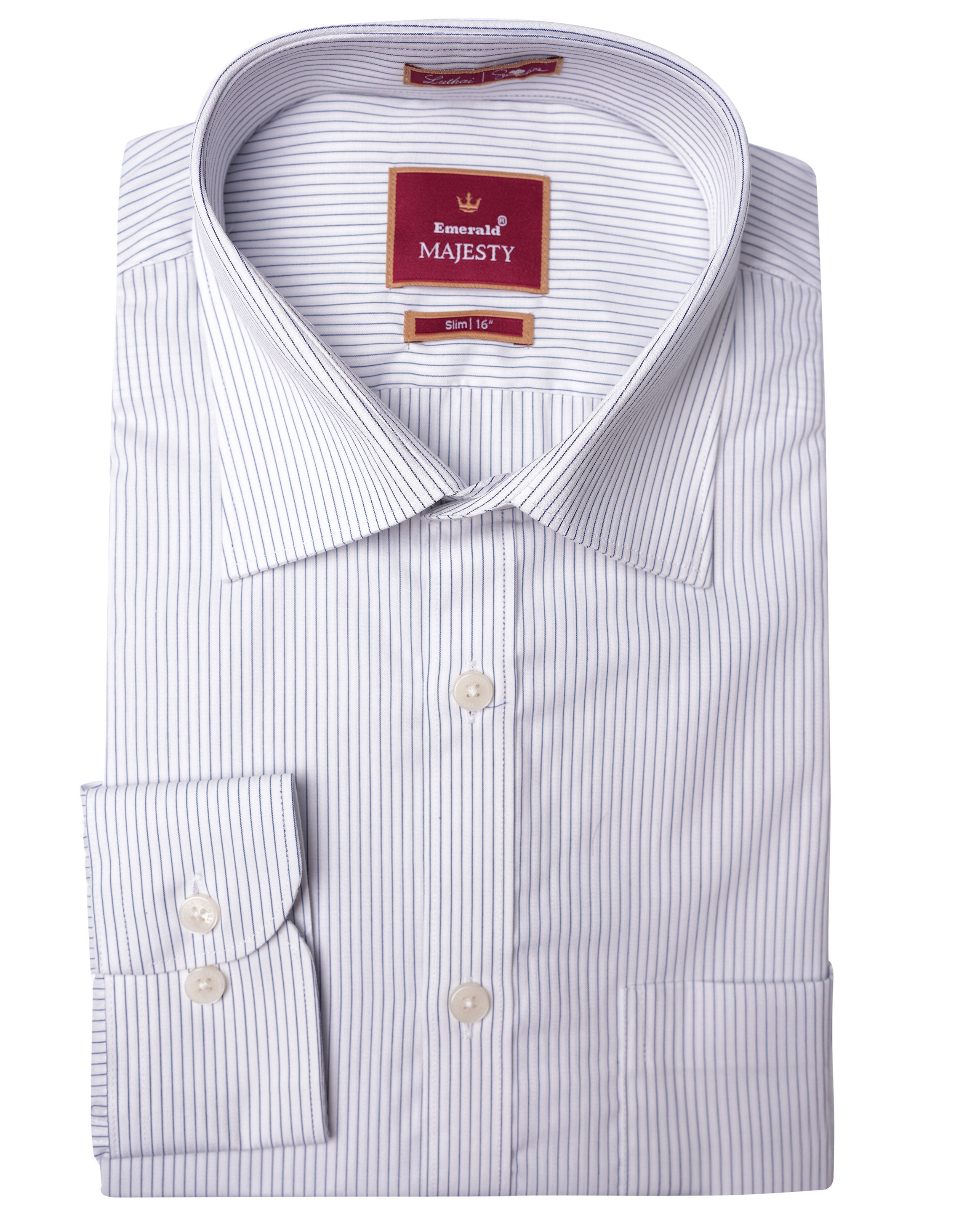 Emerald Majesty Stripe Slim Fit-Blue Depths