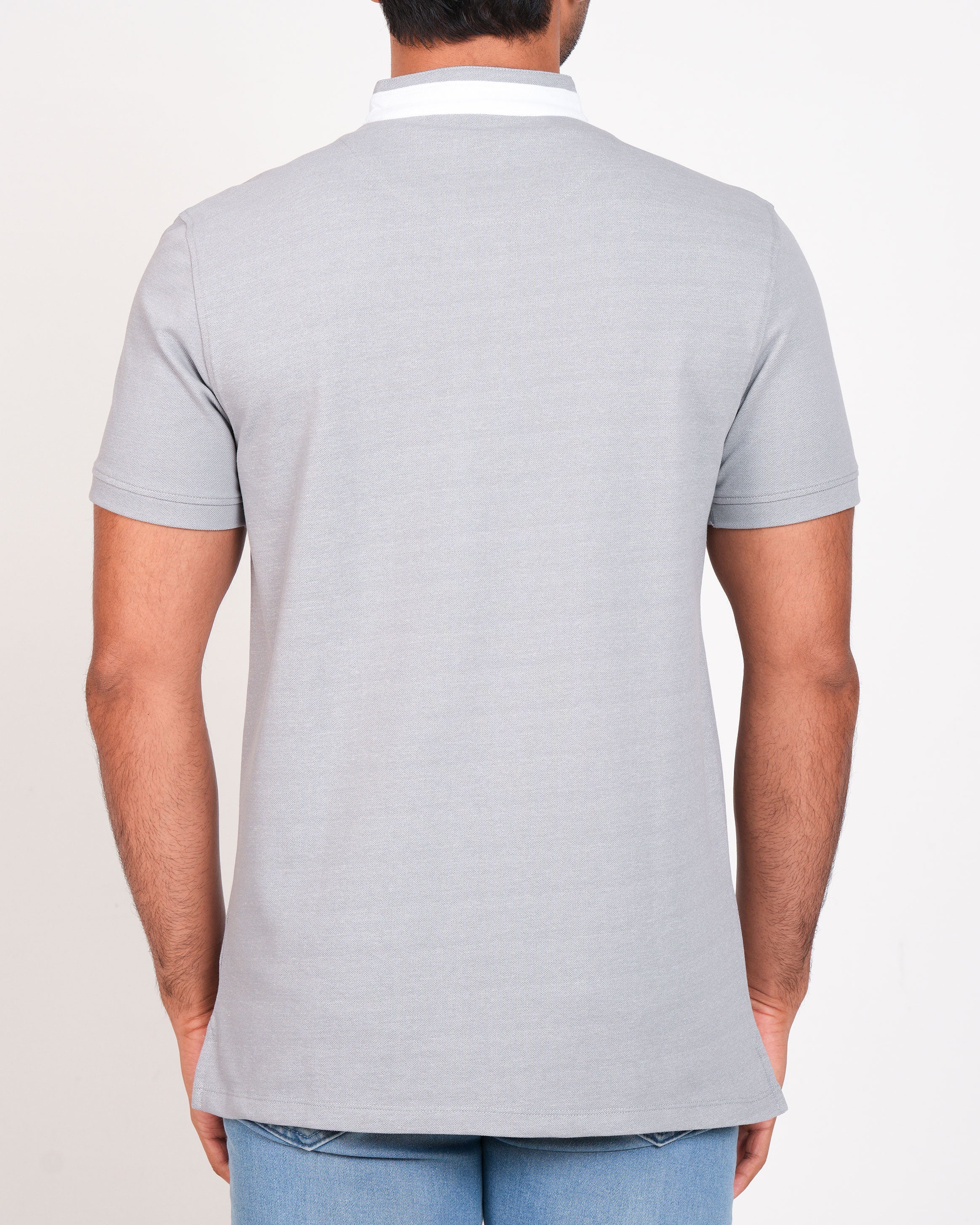 Polo Pique Solid Slim Fit-Ash