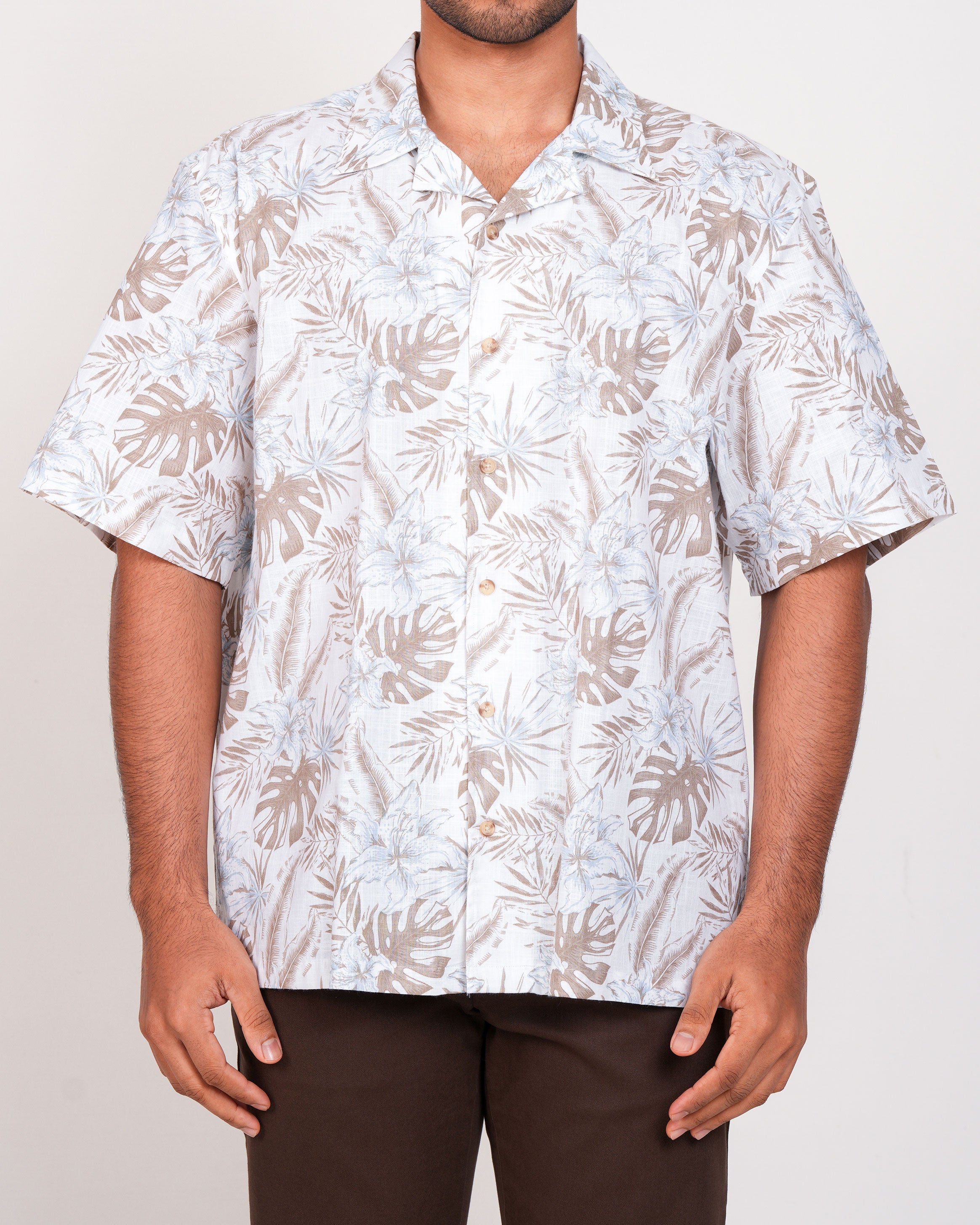 Emerald Causal Printed Oversized-Pine Bark