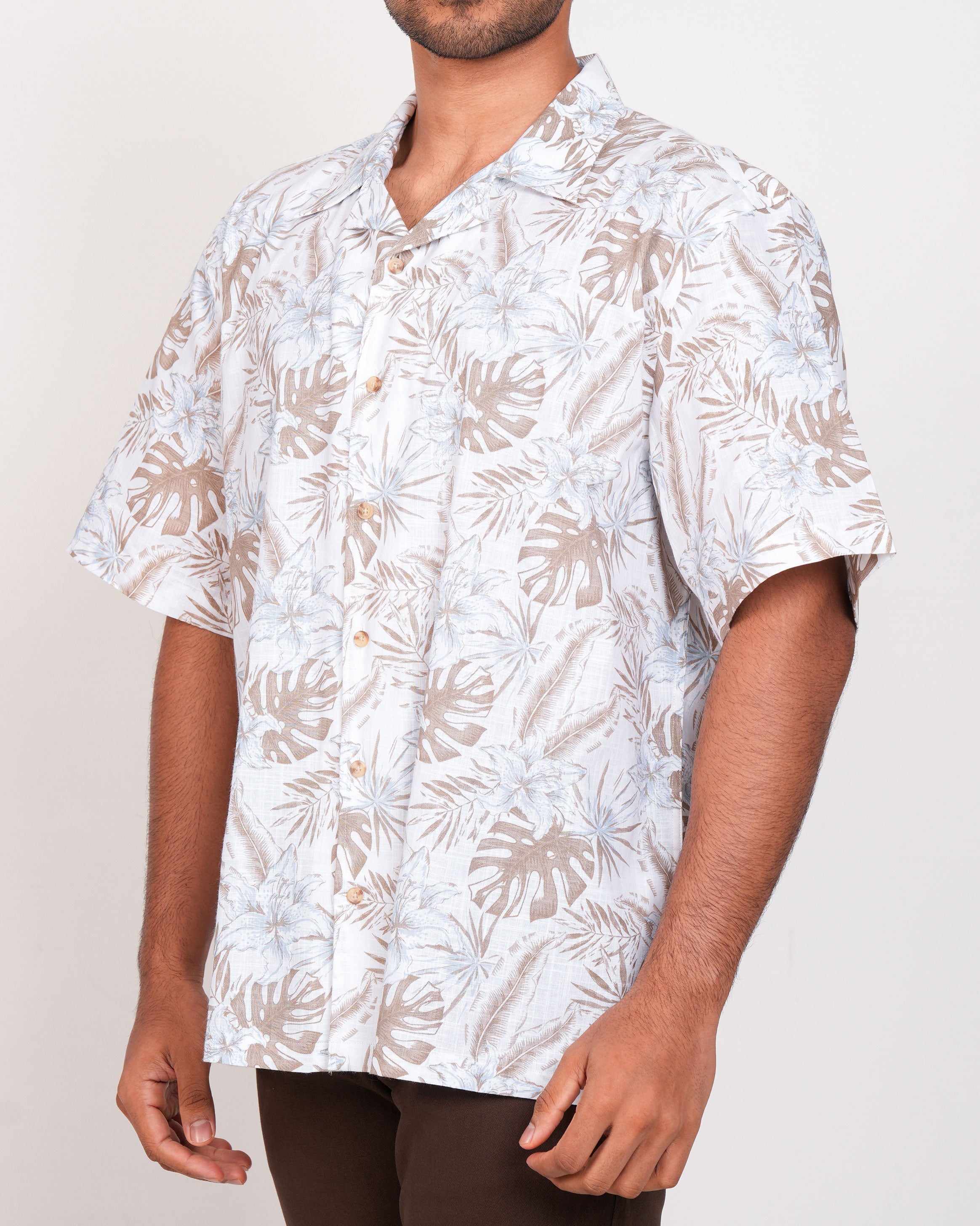 Emerald Causal Printed Oversized-Pine Bark