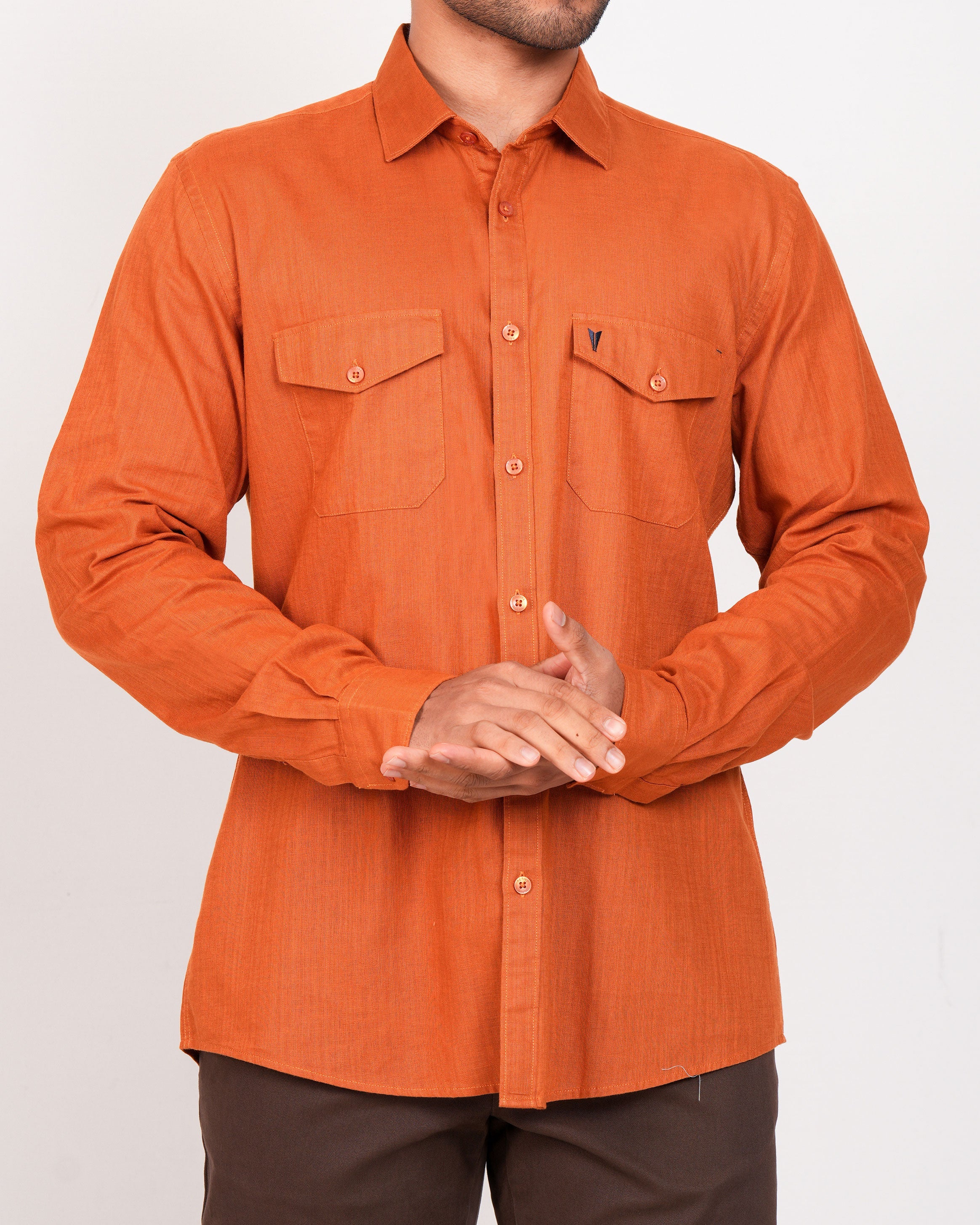 Emerald Active Plain Slim Fit-Bombay Brown