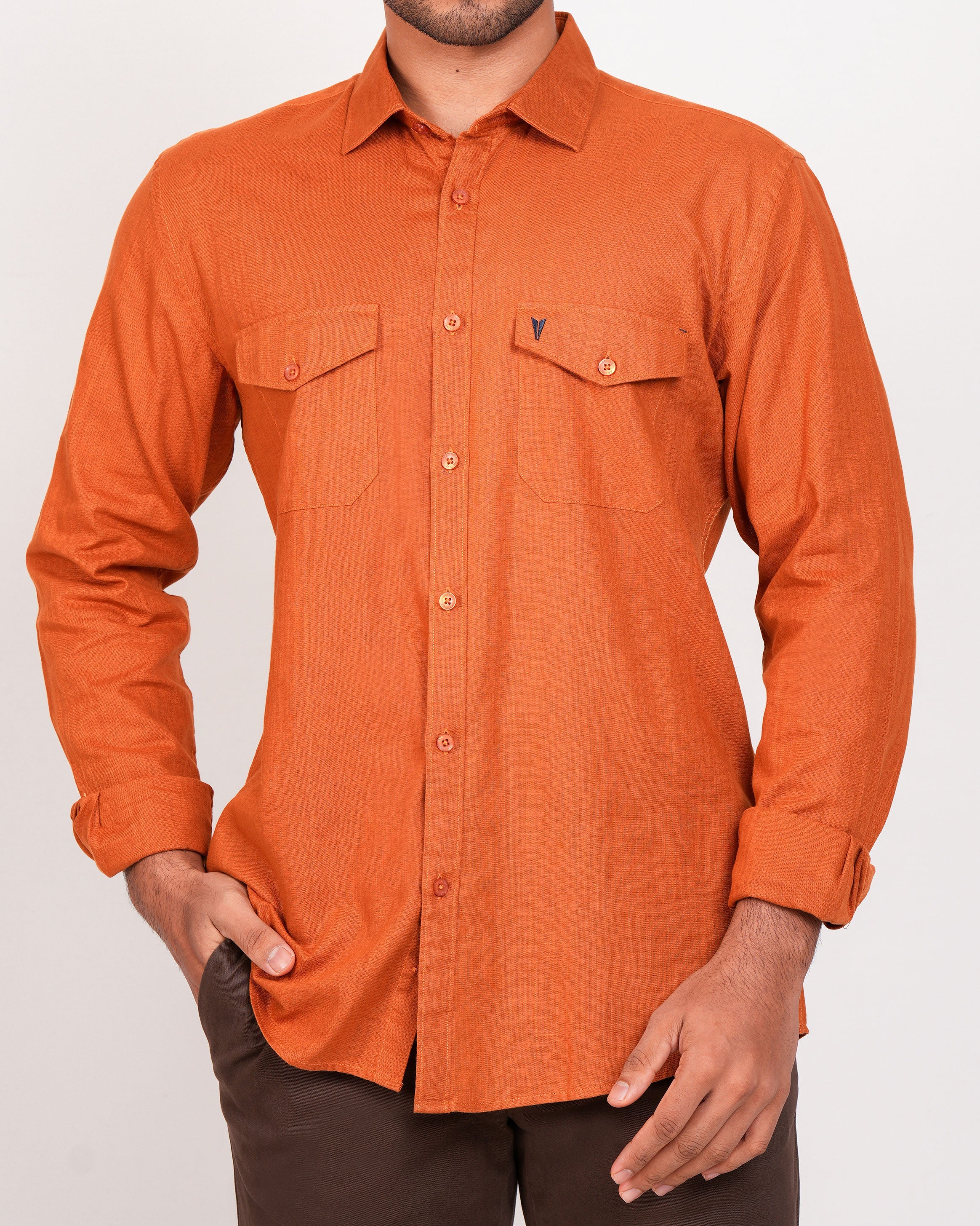 Emerald Active Plain Slim Fit-Bombay Brown