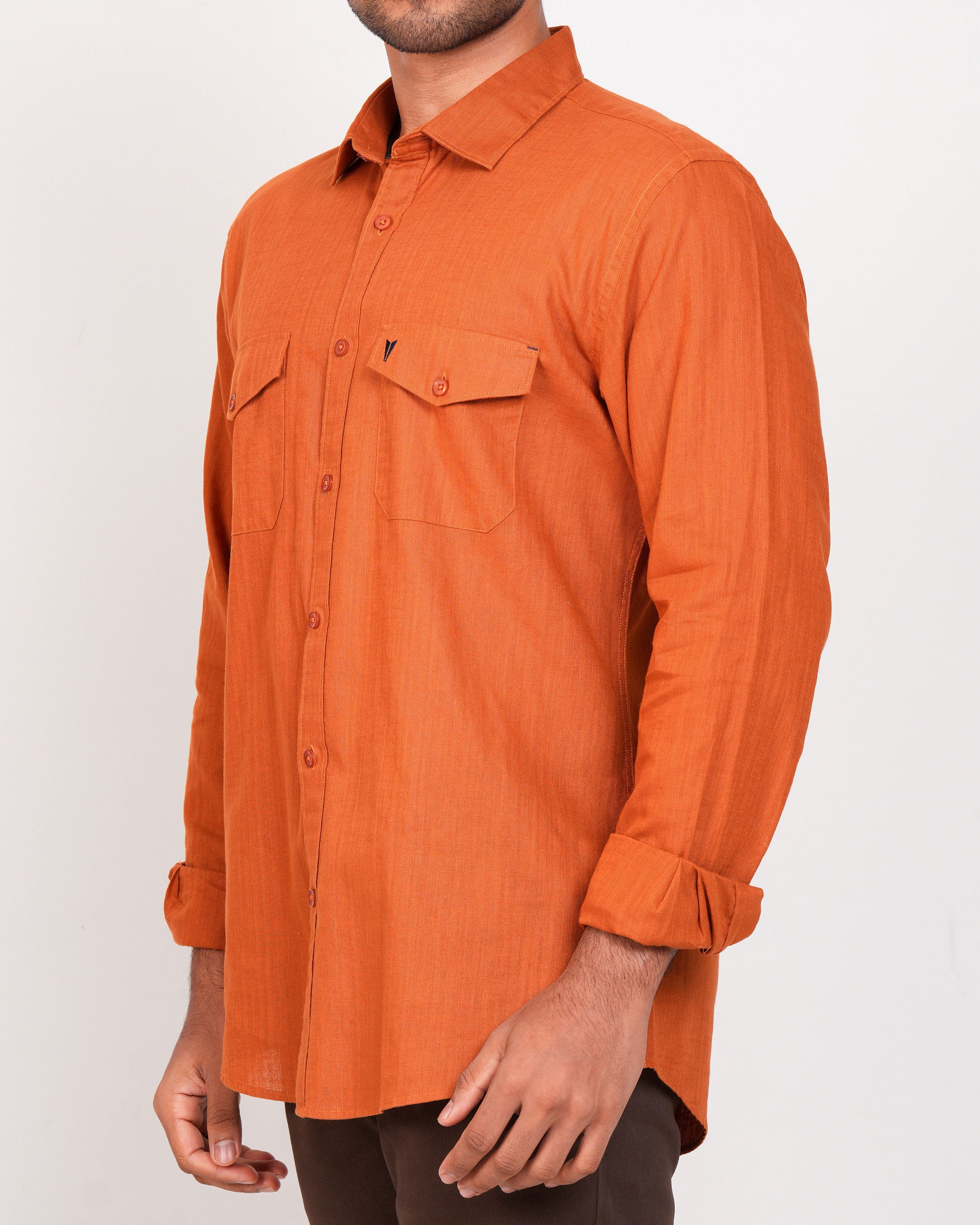 Emerald Active Plain Slim Fit-Bombay Brown