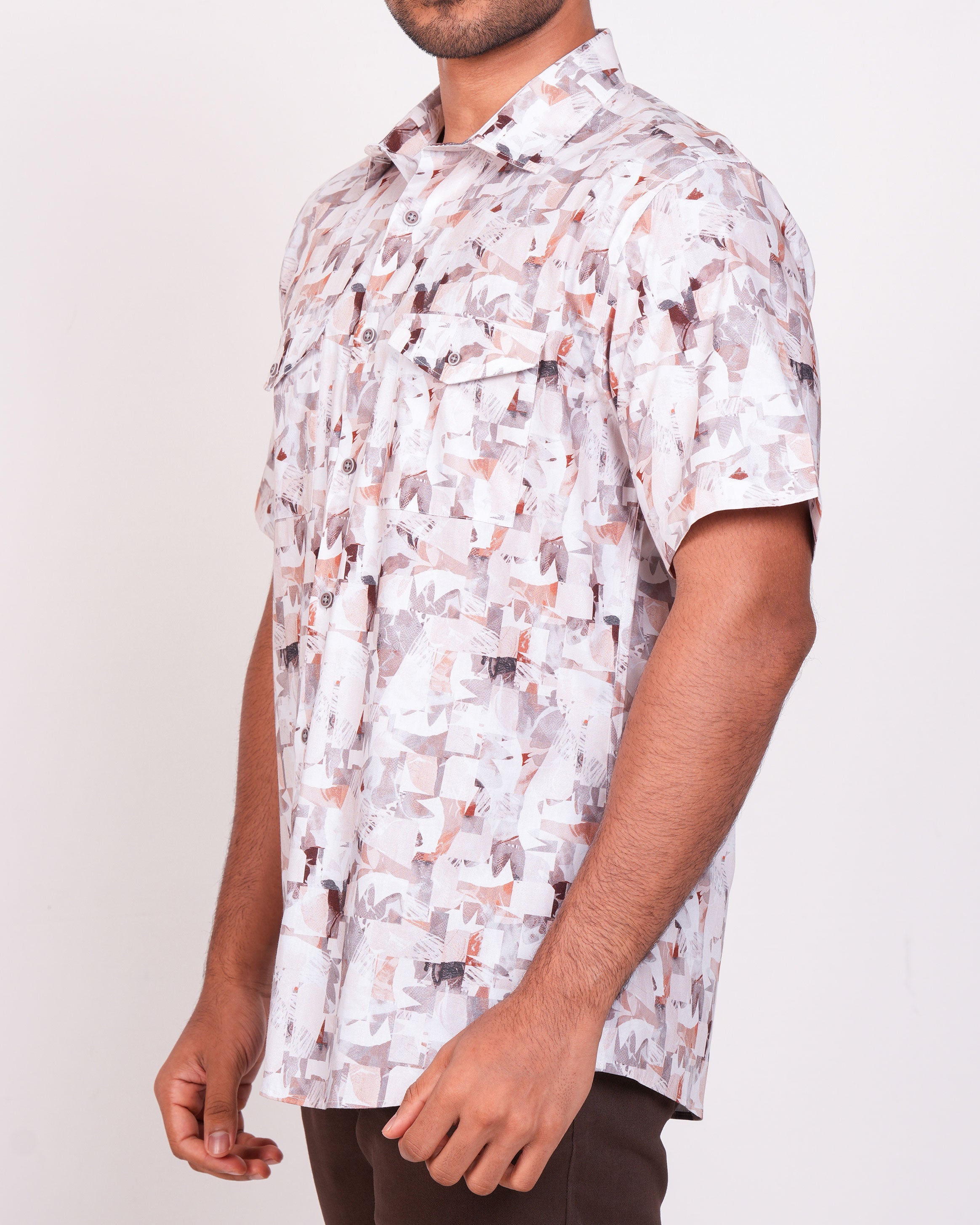 Emerald Casual Printed Slim Fit-Brown Cork