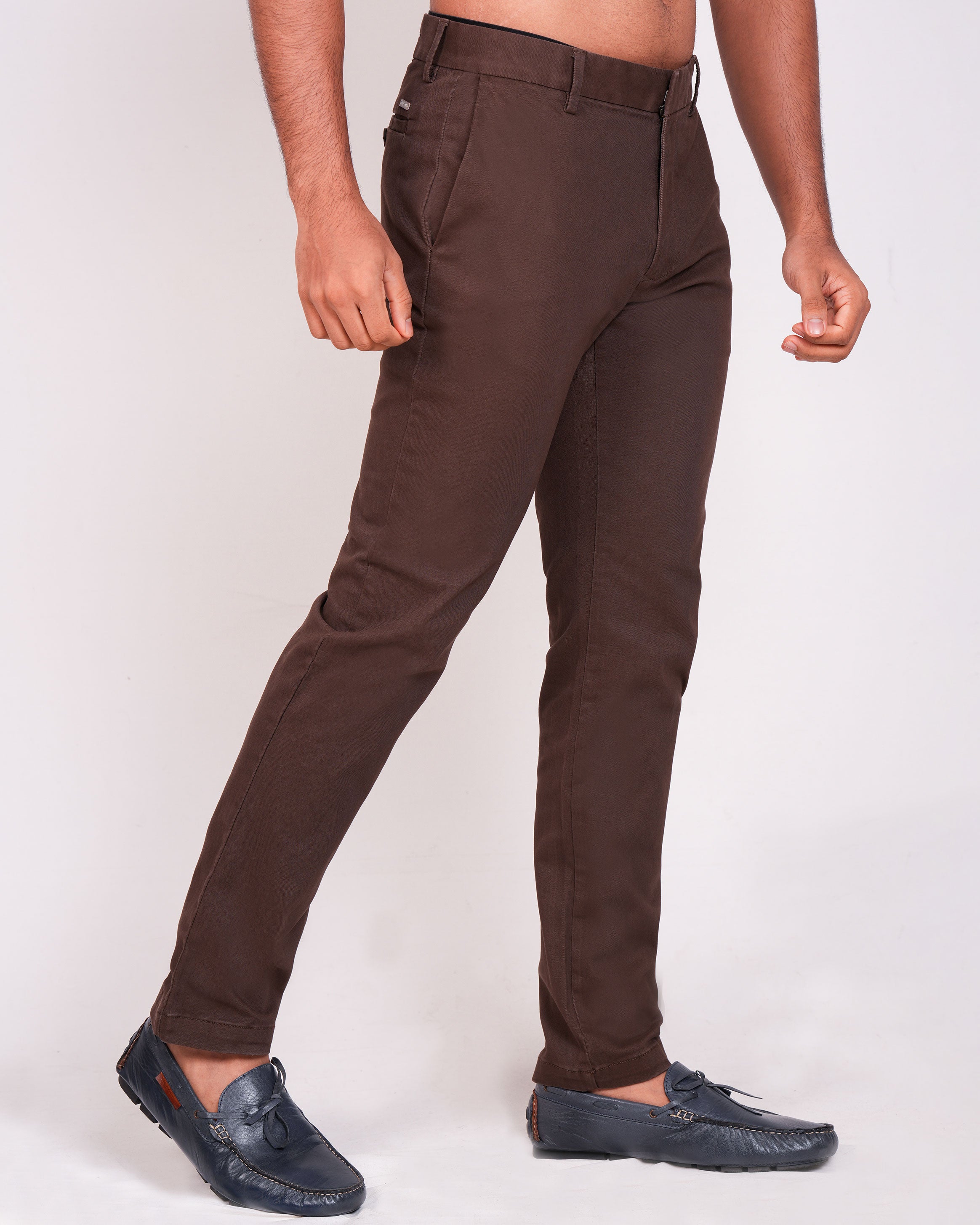 Emerald Chino Z Plain Slim Fit-Chocolate Truffel
